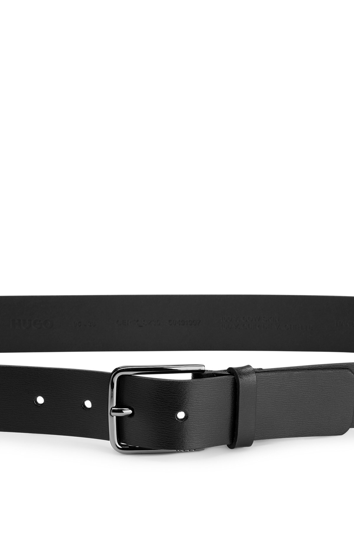 GRAINED-LEATHER BELT WITH LOGO BUCKLE - 5