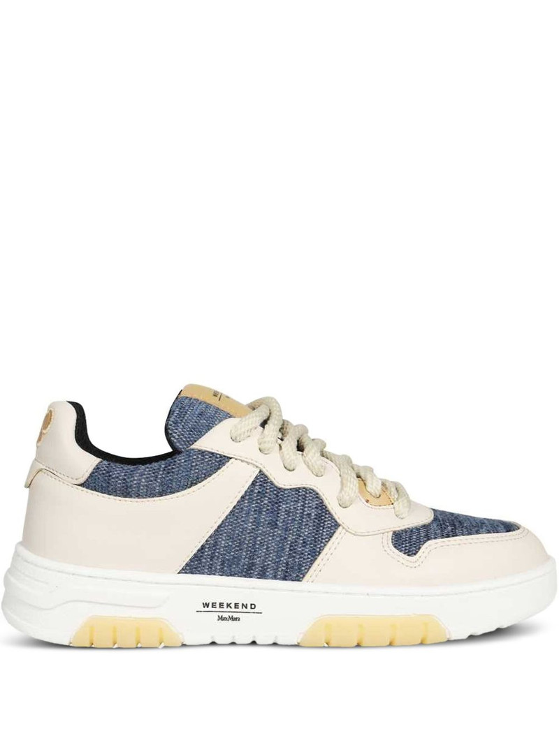 denim-panelled low-top sneakers 1
