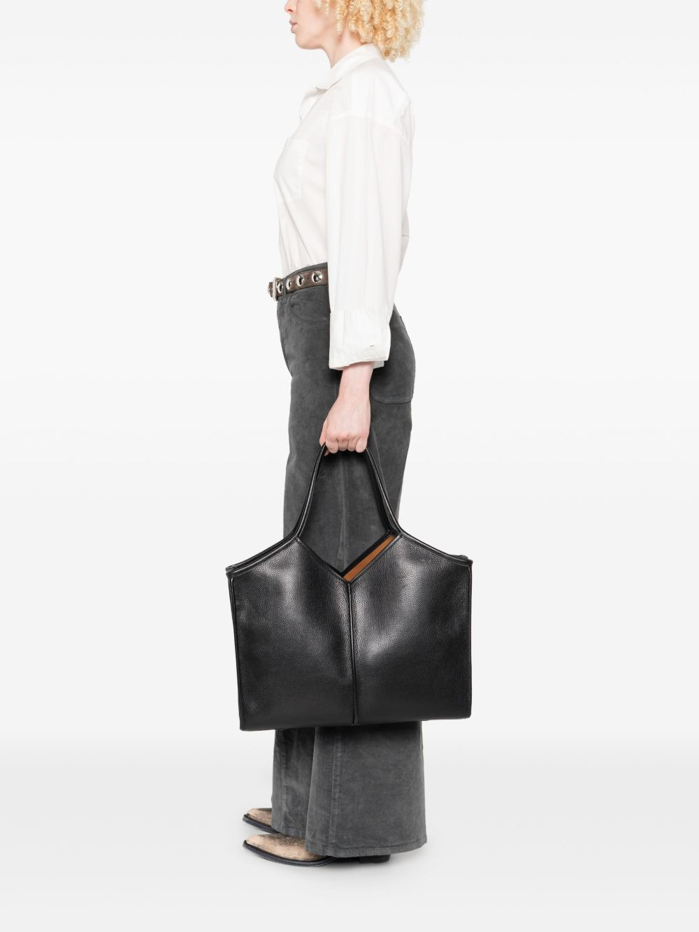 Calella  V-neck calfskin tote bag - 2