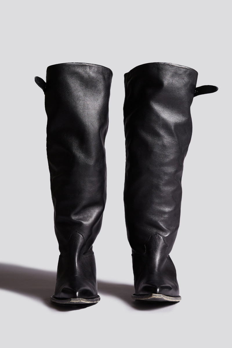 R13 SLOUCH COWBOY BOOT - BLACK LEATHER -R13 outlook