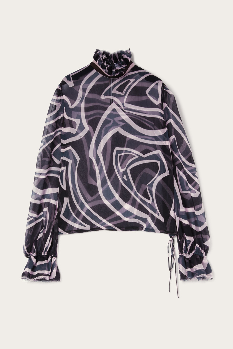 LABIRINTO PRINT BLOUSE WITH BALLOON SLEEVES 1