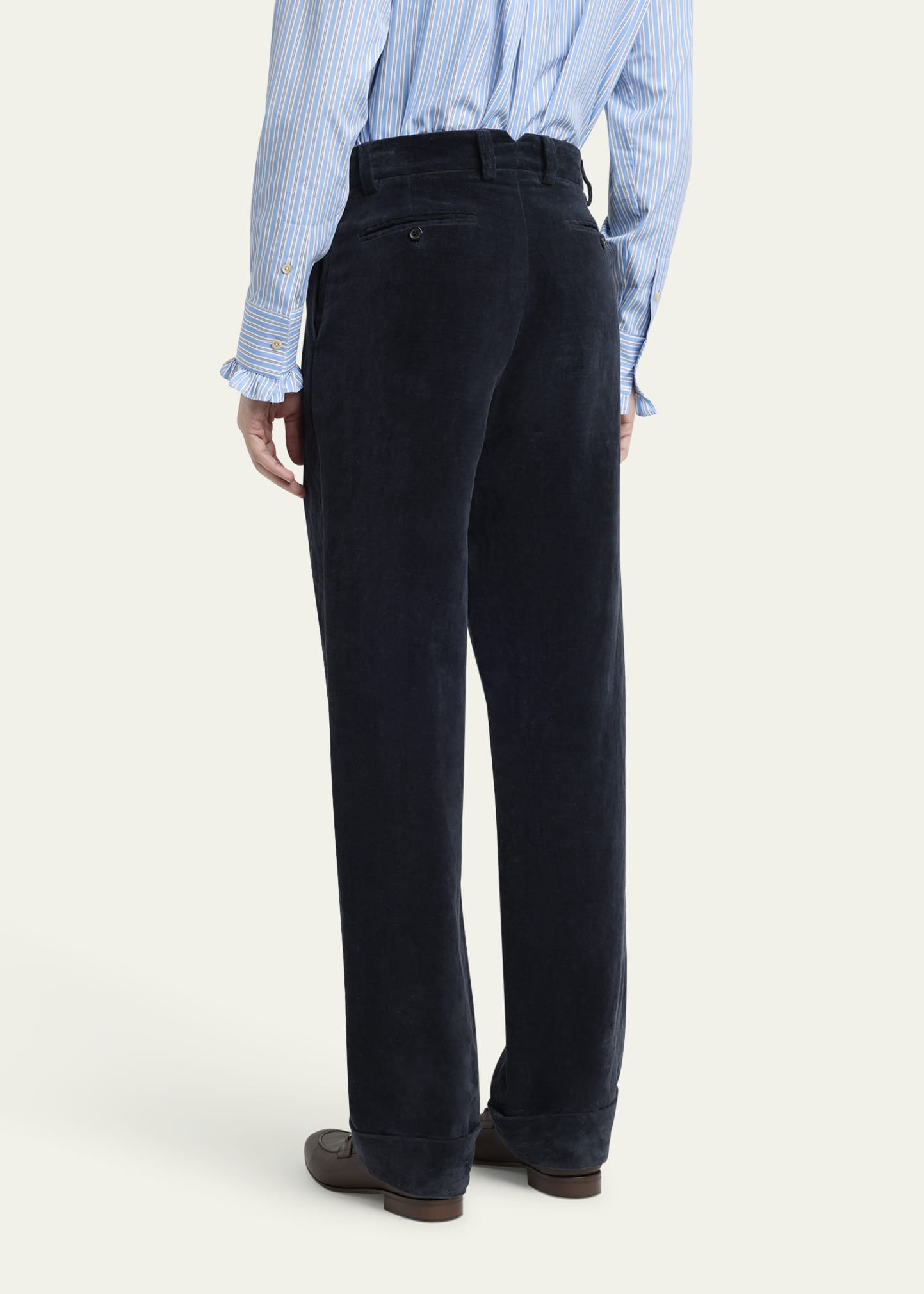 Men's Velvet Double-Pleated Pants - 3