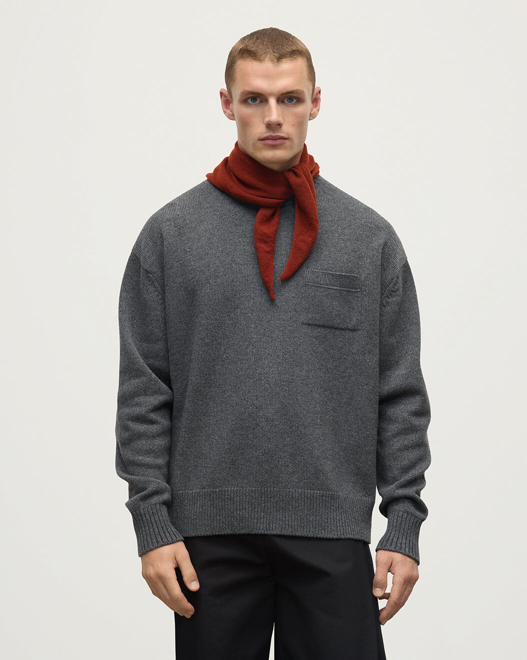 Gauzy Cashmere Red Triangle Neck Tie - 3