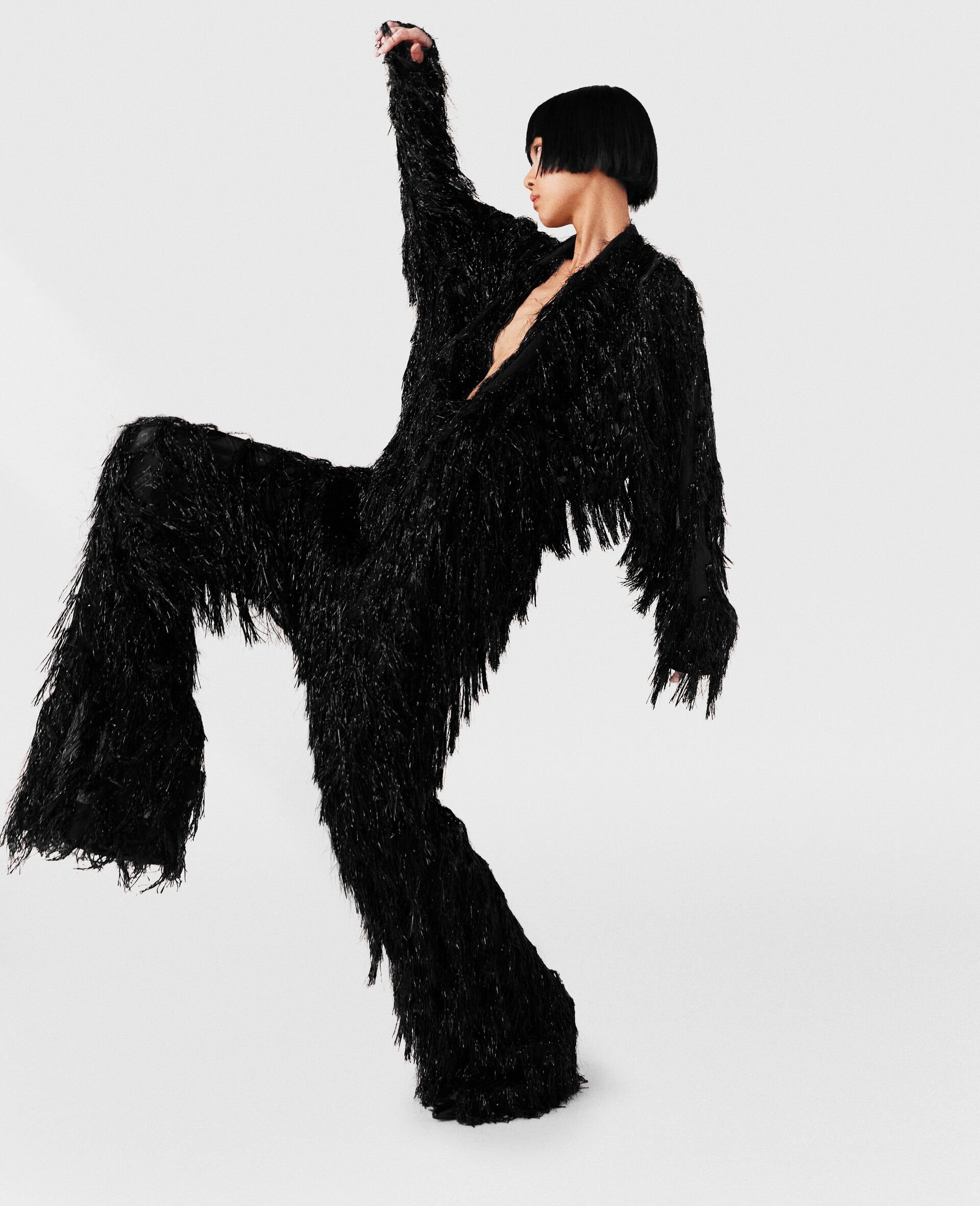 Low-Rise Glitter Tassel Trousers - 5