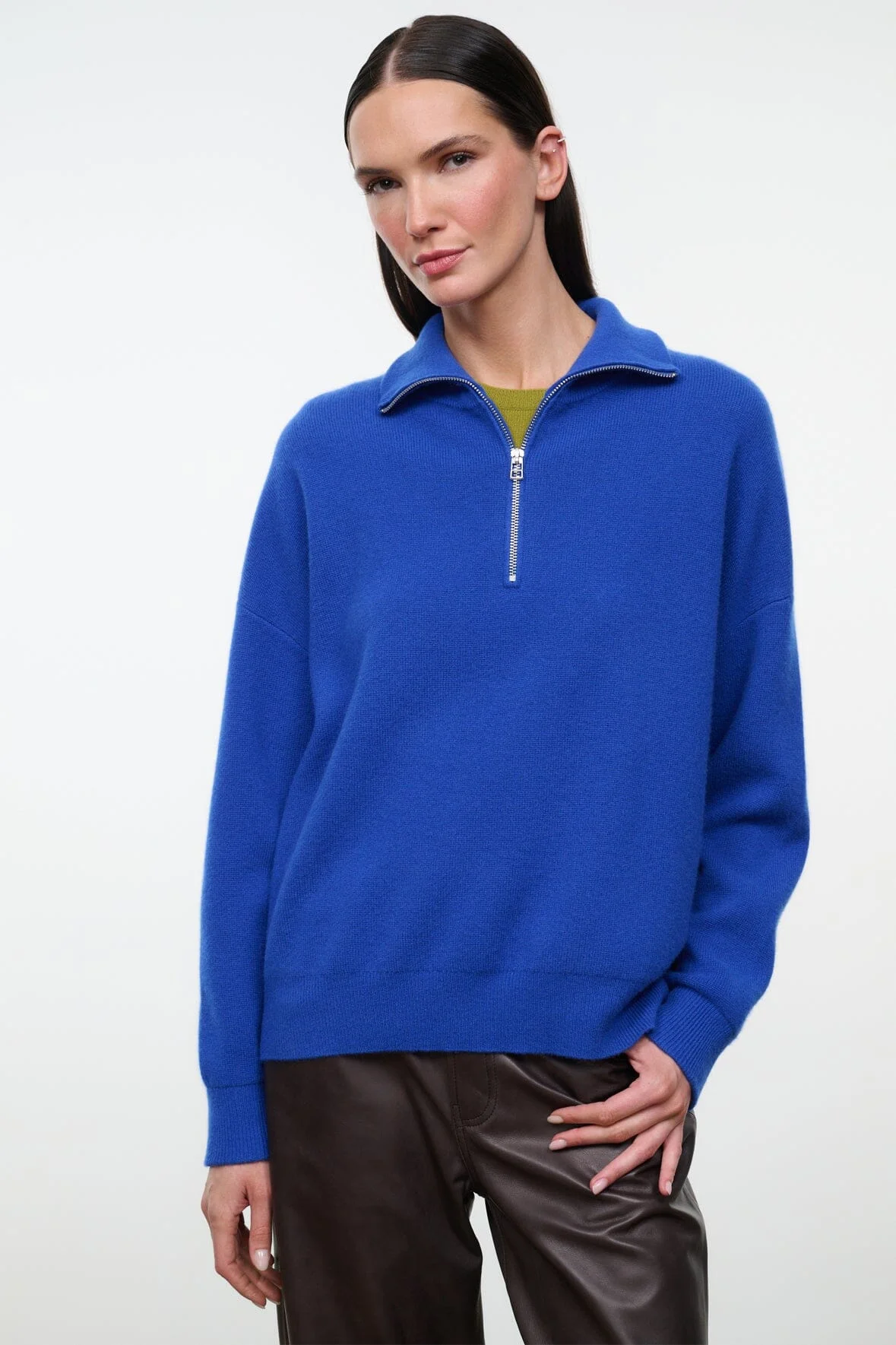 STAUD HUDSON CASHMERE SWEATER COBALT - 1