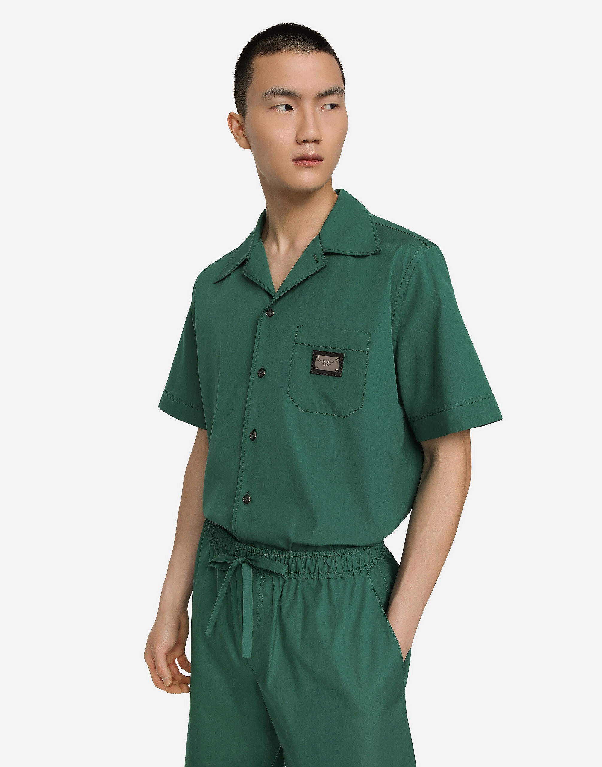 Cotton Hawaiian shirt with branded tag - 4