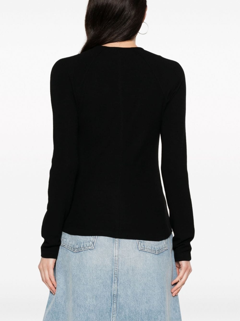 keyhole-neck long-sleeve blouse - 4