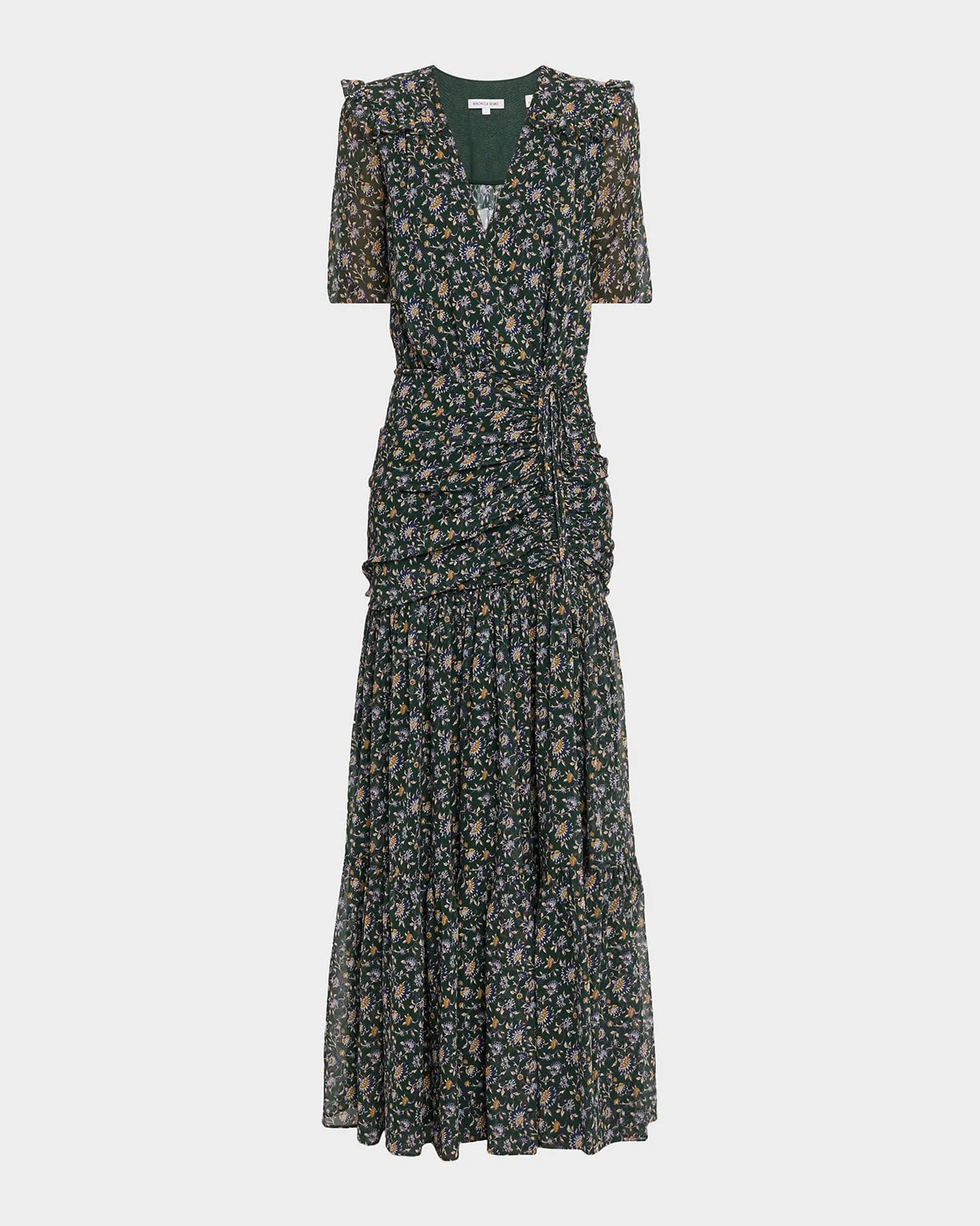 Mick Floral Short-Sleeve Silk Maxi Dress - 1