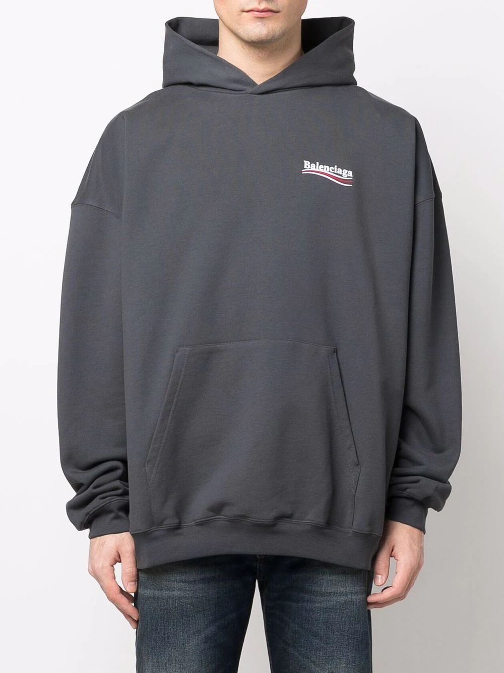 Large Fit logo-print hoodie - 4