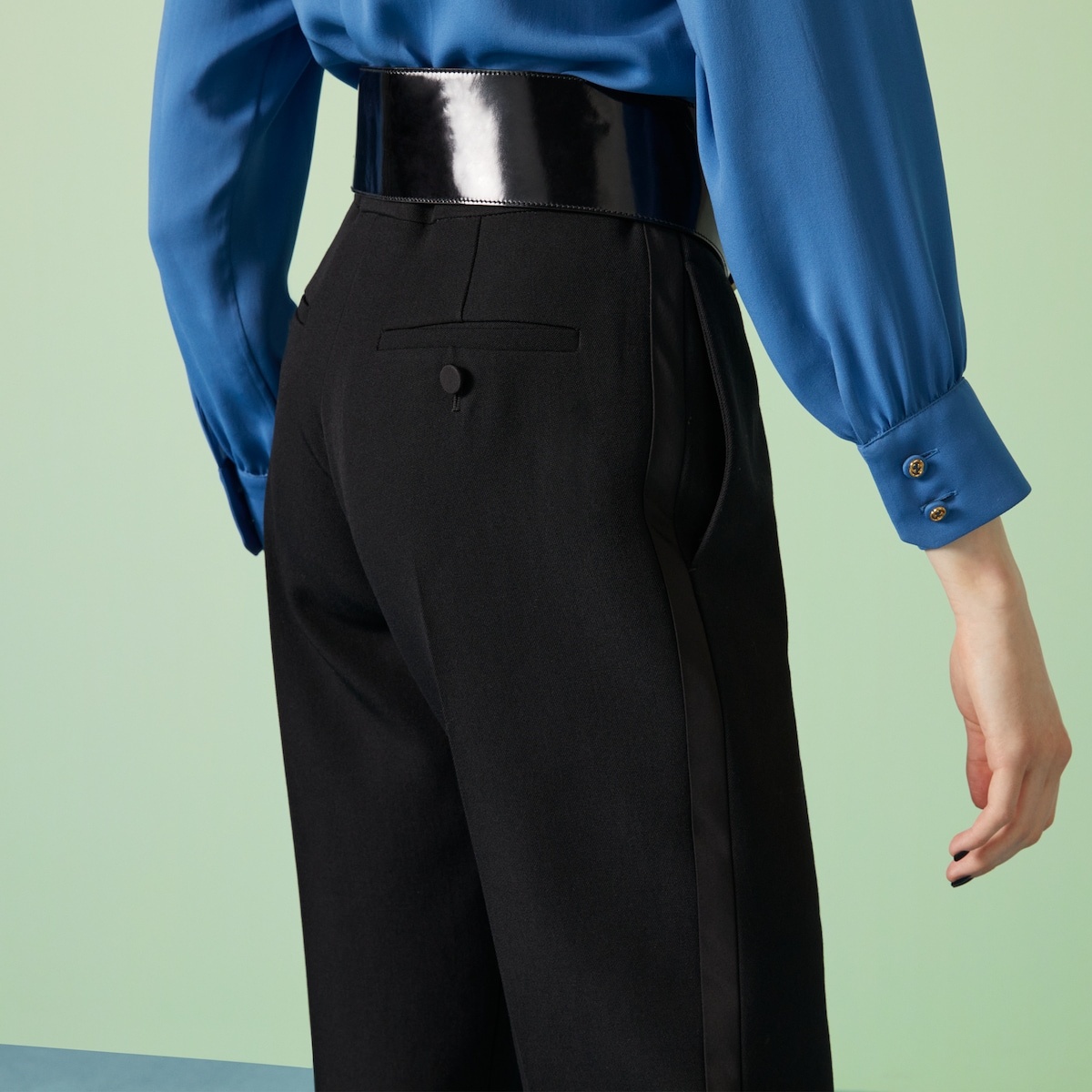 Wool pant with satin stripe - 3