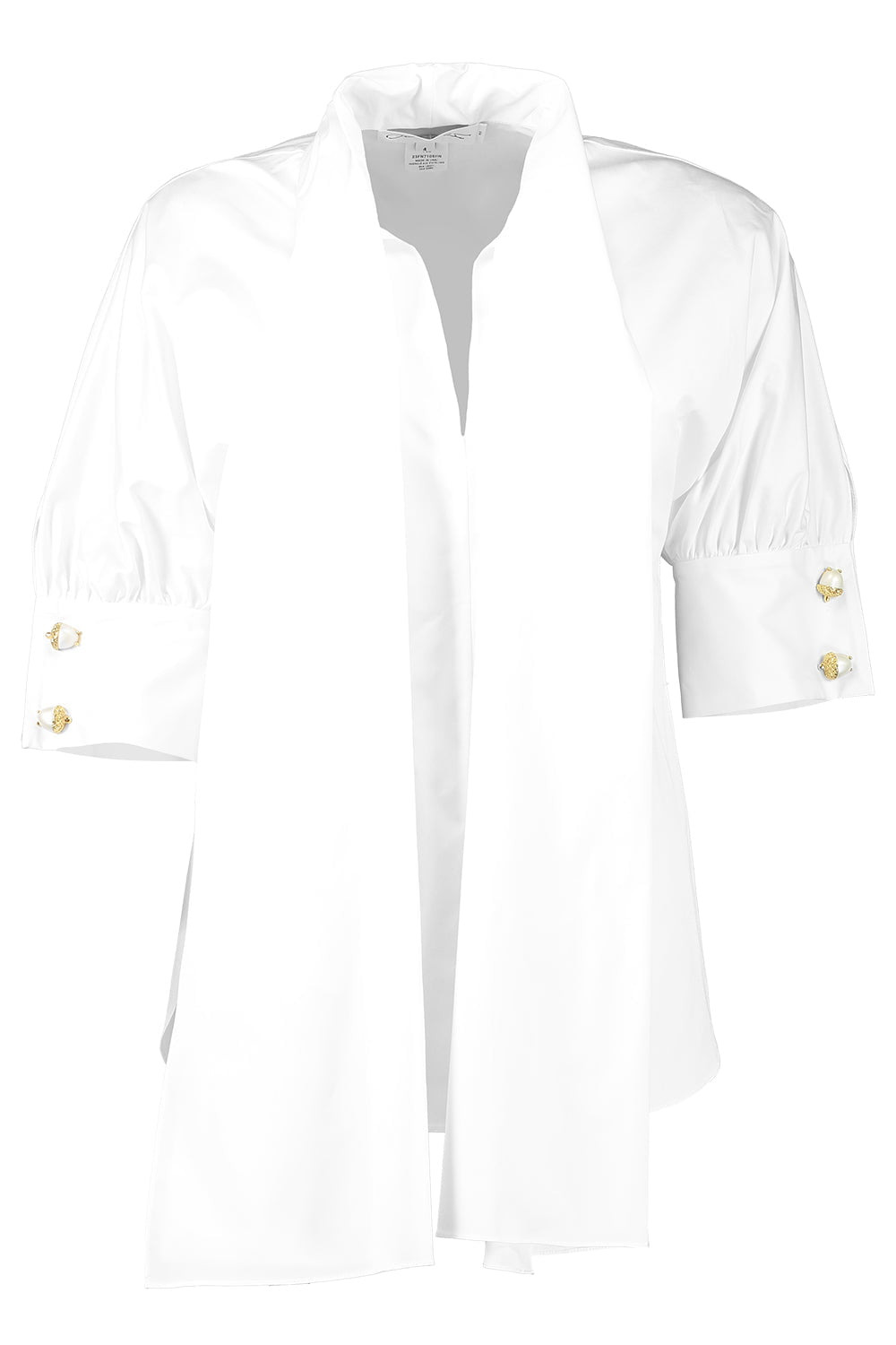 Elbow Sleeve Tie Neck Blouse - 1