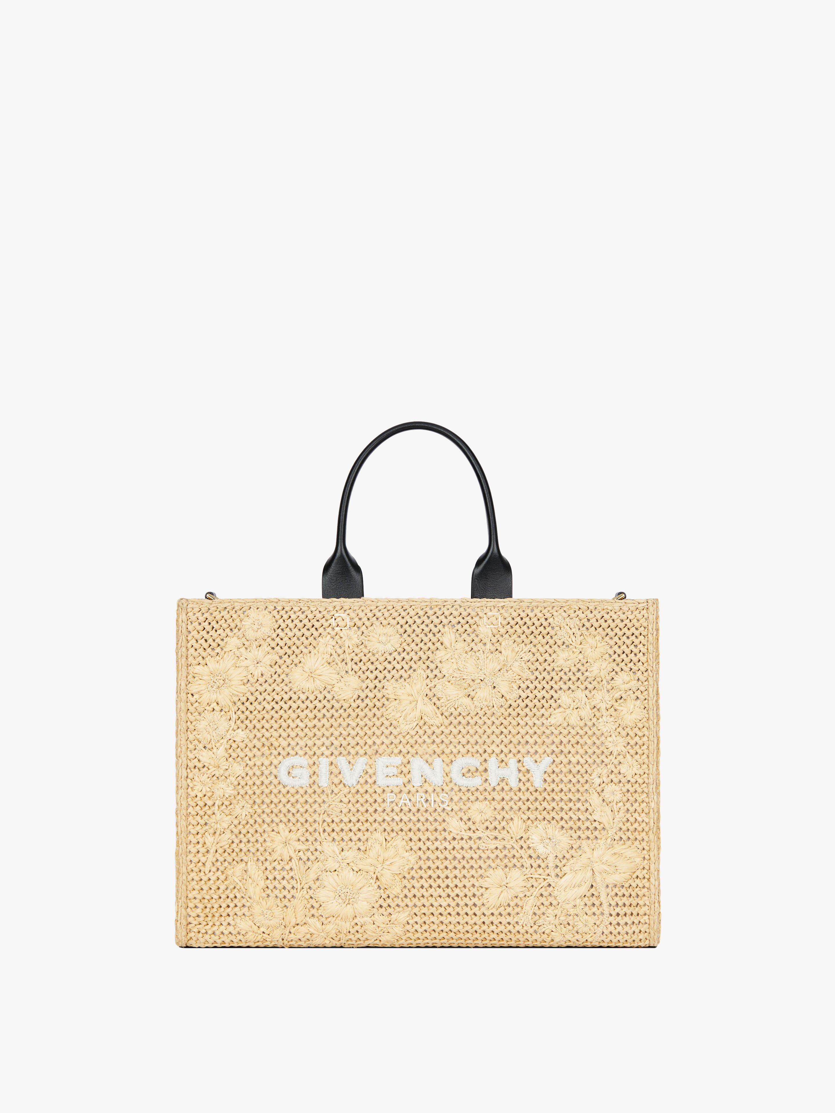 MEDIUM G-TOTE BAG IN RAFFIA WITH FLORAL EMBROIDERY - 1