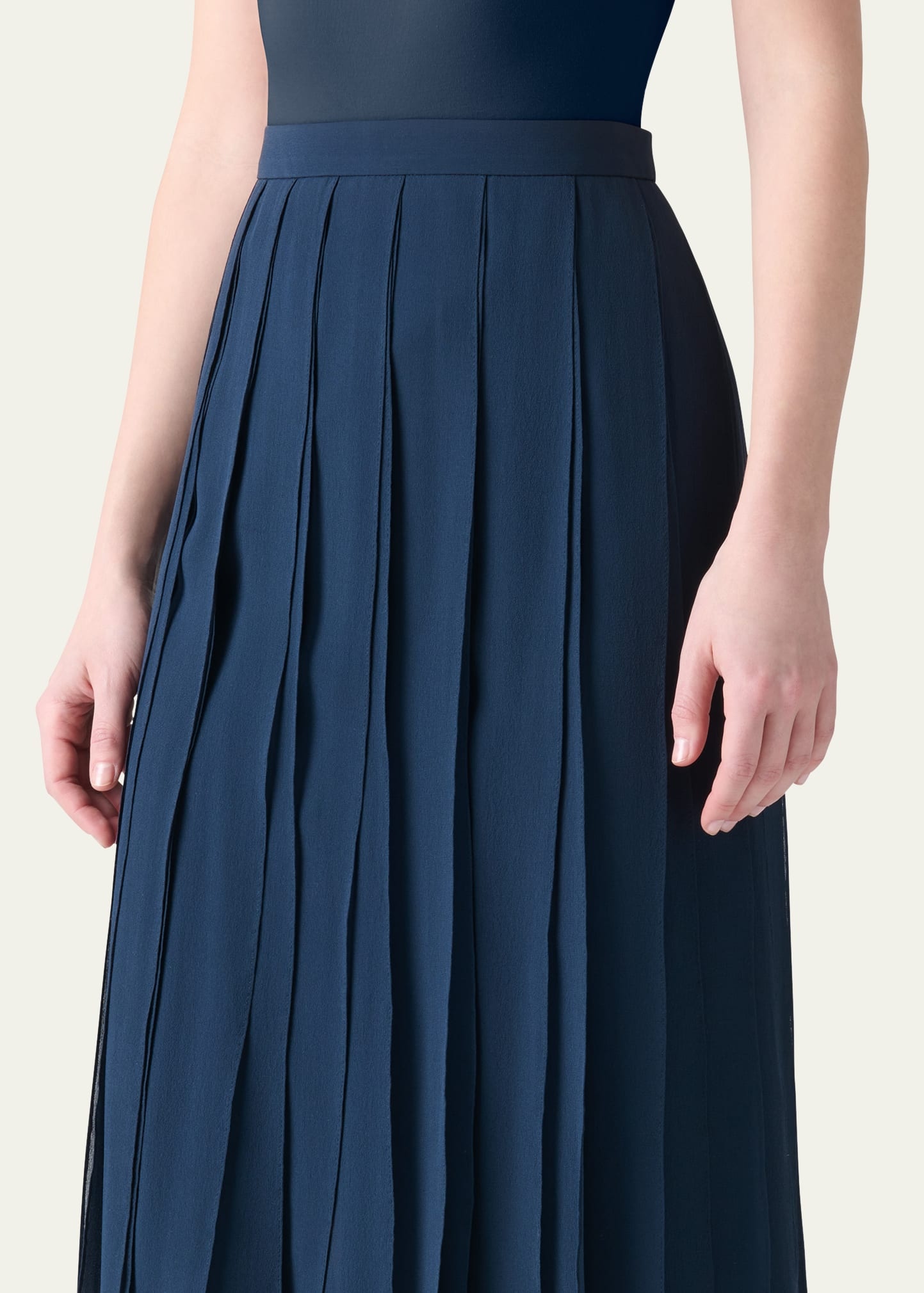 Midi Silk Georgette Ribbon Skirt - 5