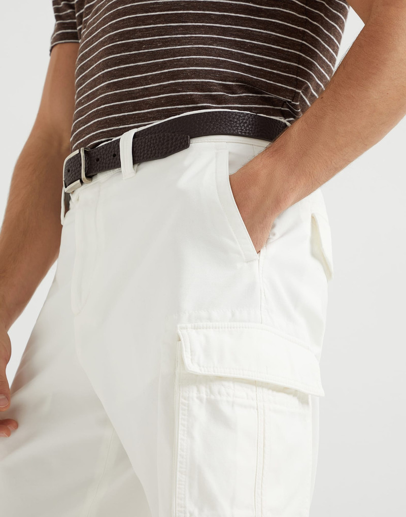 Garment-dyed Bermuda shorts in twisted cotton gabardine with cargo pockets 3