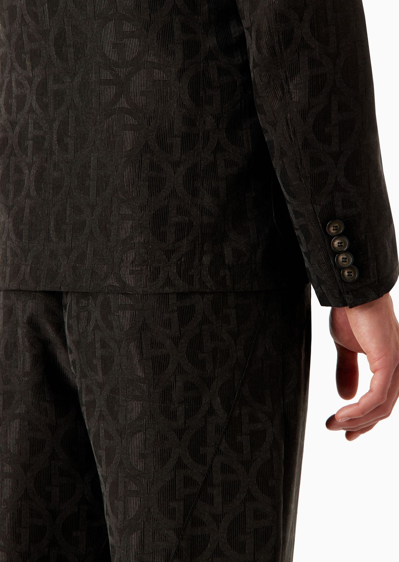 Single-breasted jacket in cupro jacquard with all-over ASV monogram logo - 6
