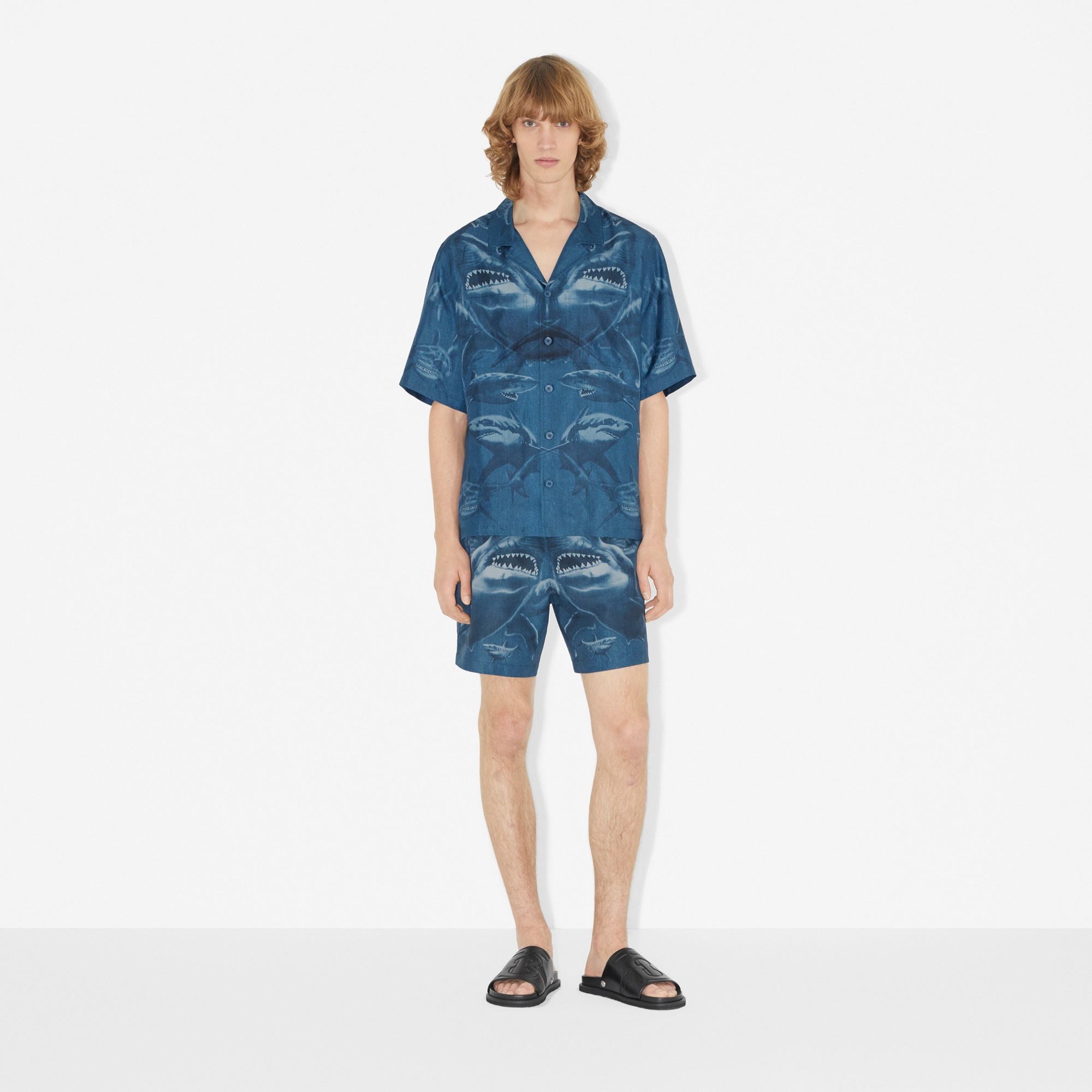 Shark Print Silk Pyjama Shirt - 2