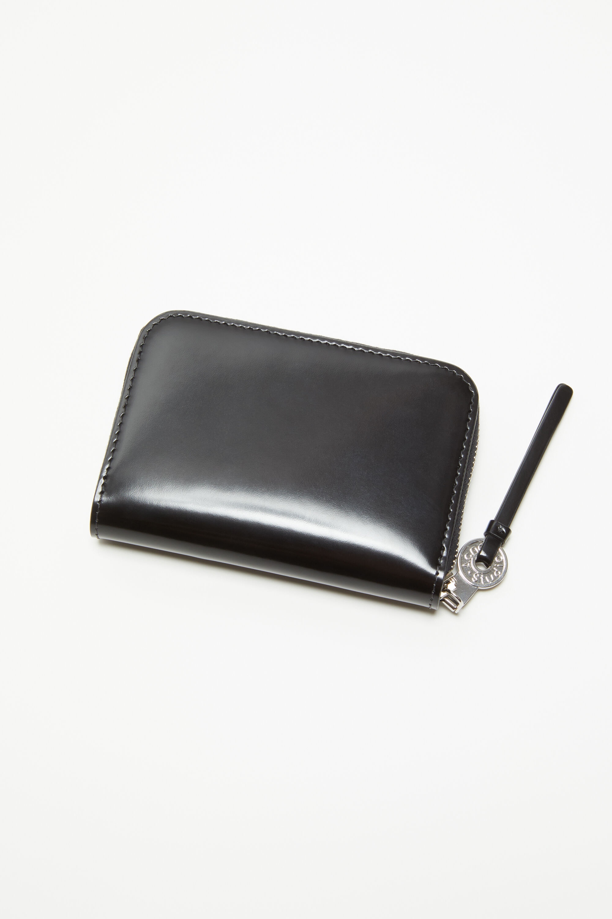 Leather zip wallet - Black - 4