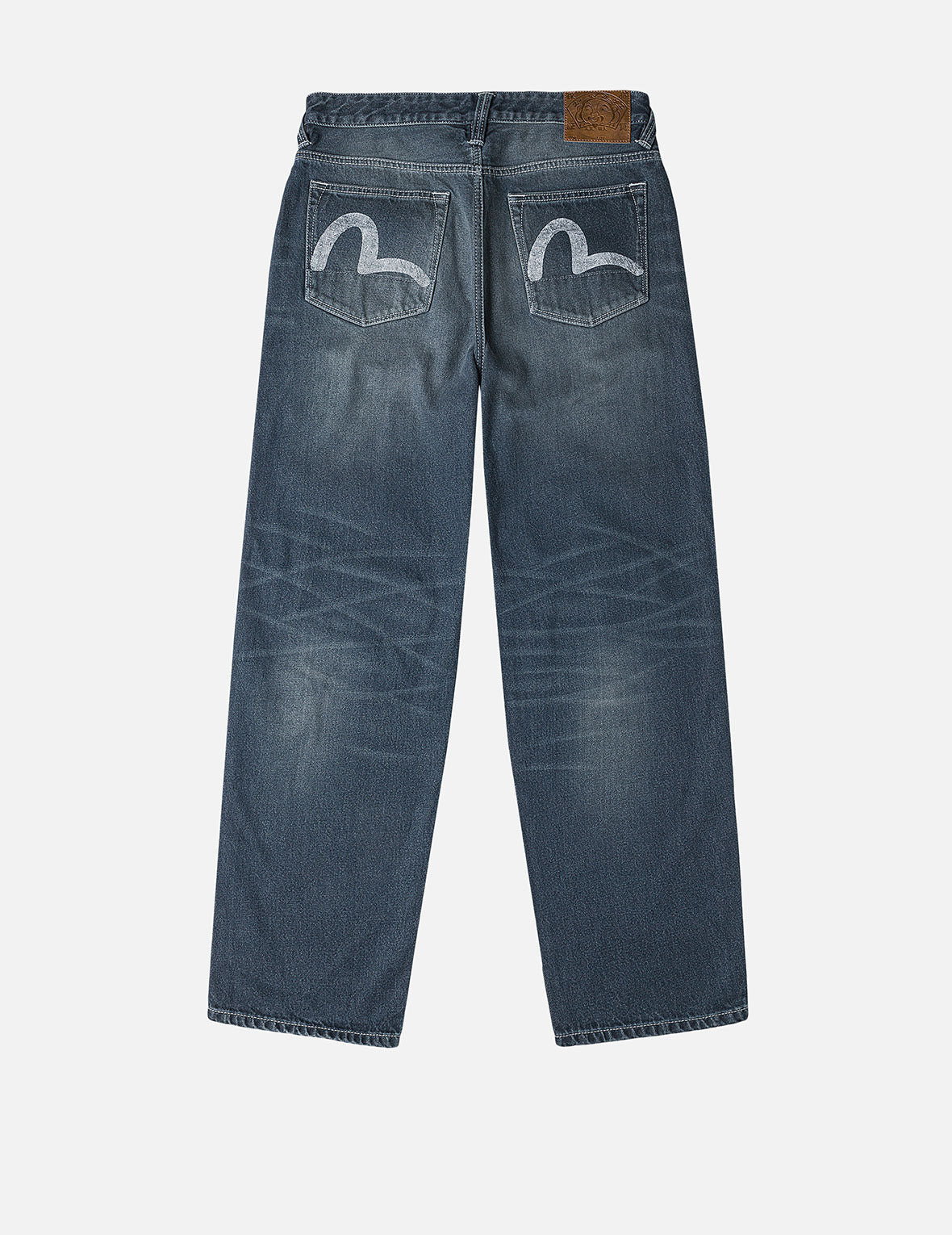 Distressed Seagull Print with Irregular Patches Loose Fit Denim Jeans - 3