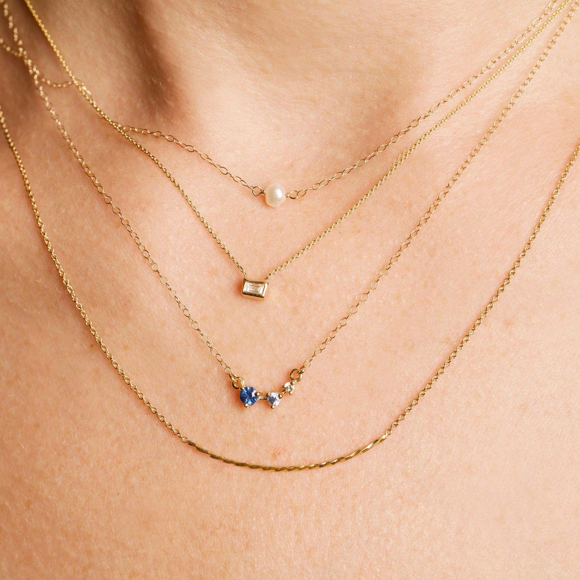 Tiny Solitaire Pearl Necklace - 2