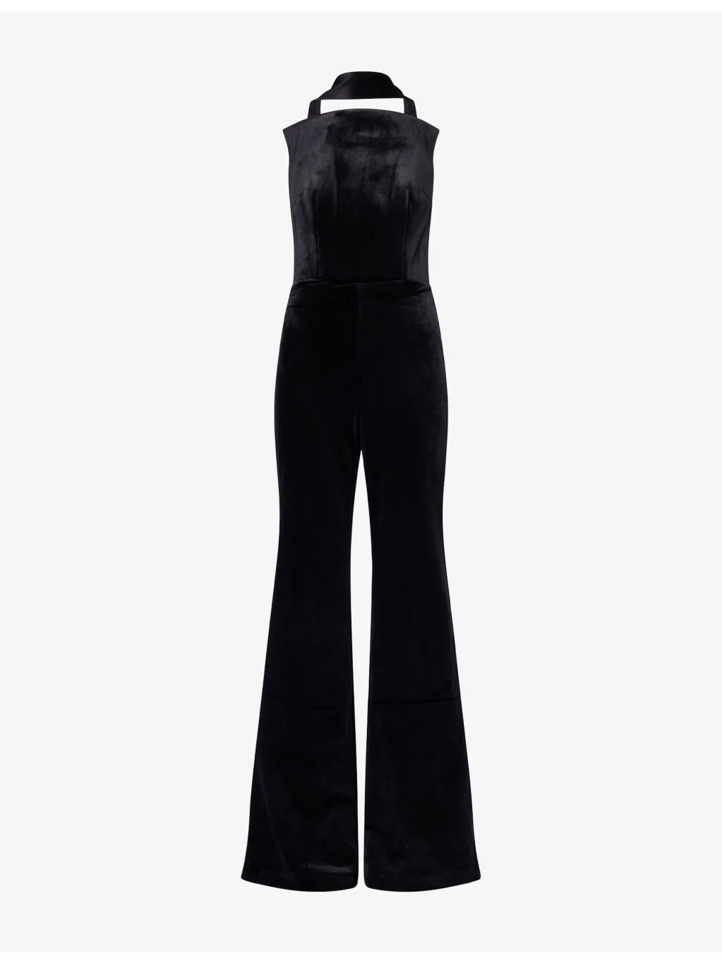 Talia Neck-Sash Velvet Jumpsuit - 1