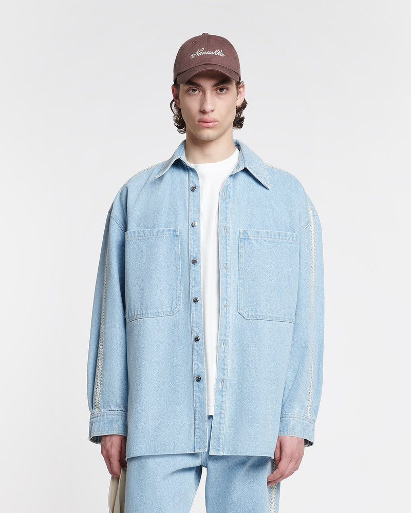 Crochet-Trimmed Denim Shirt 7