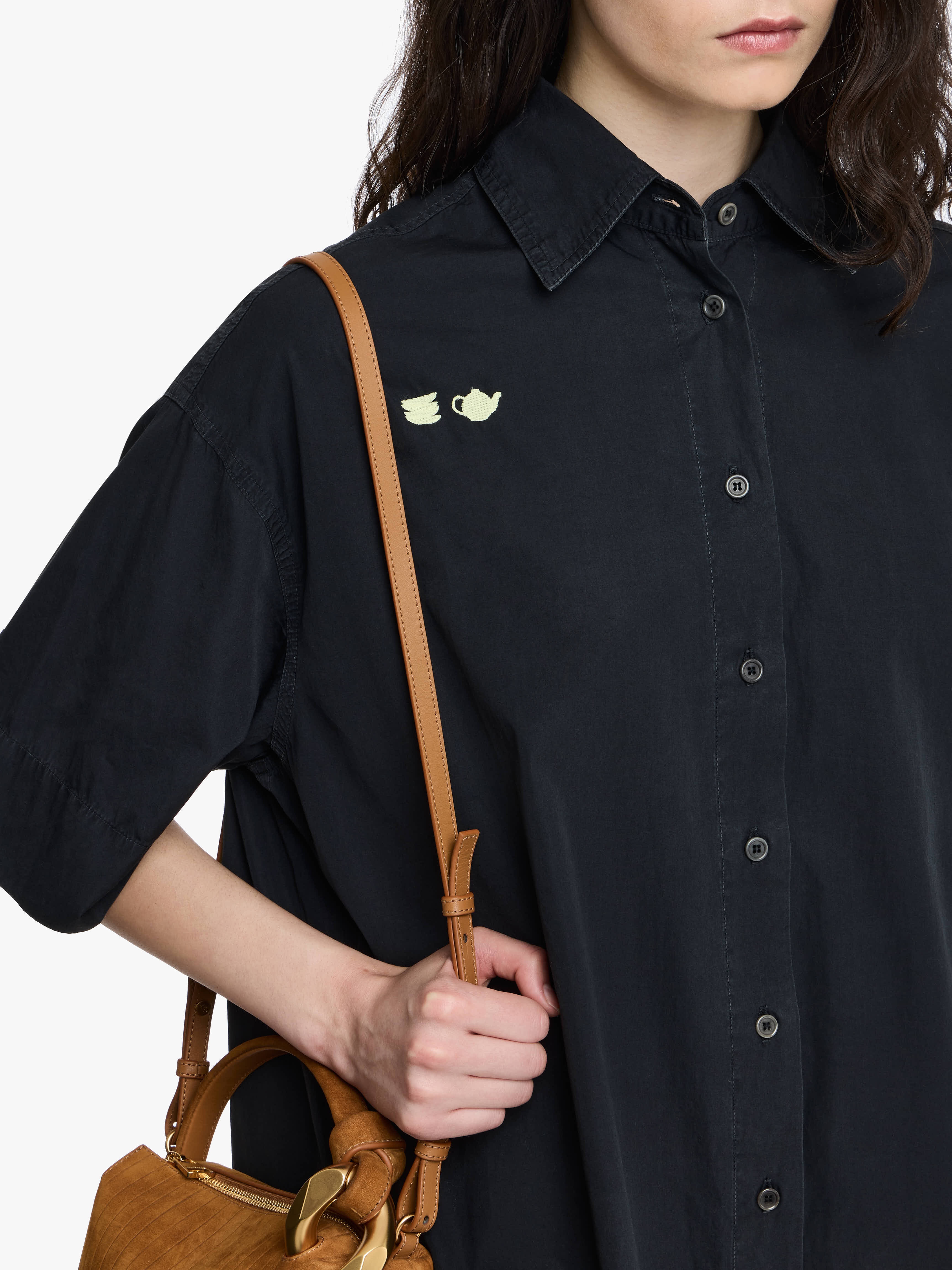 SHORT SLEEVE STEP HEM SHIRT DRESS - 5