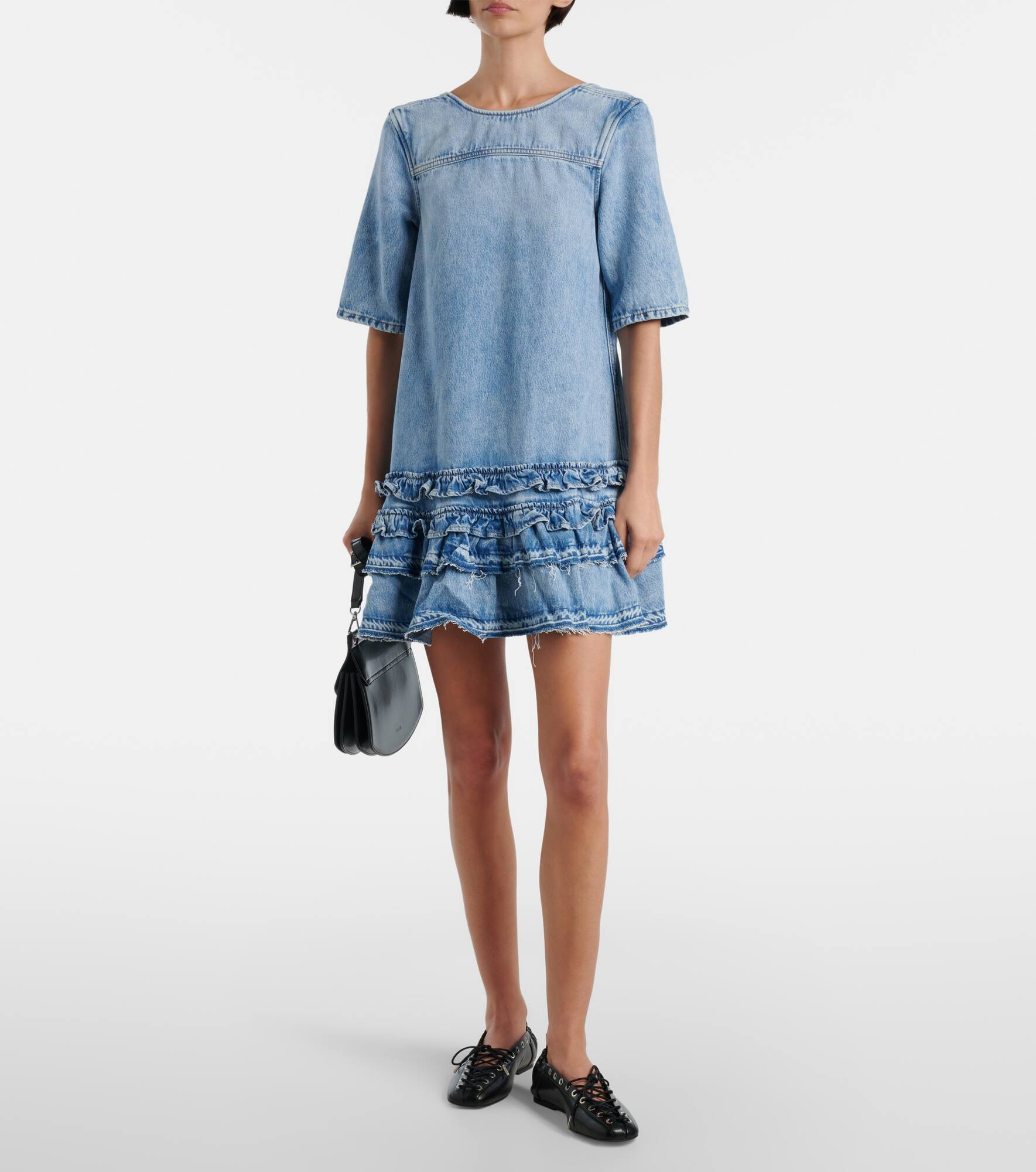 Ruffled denim minidress - 2