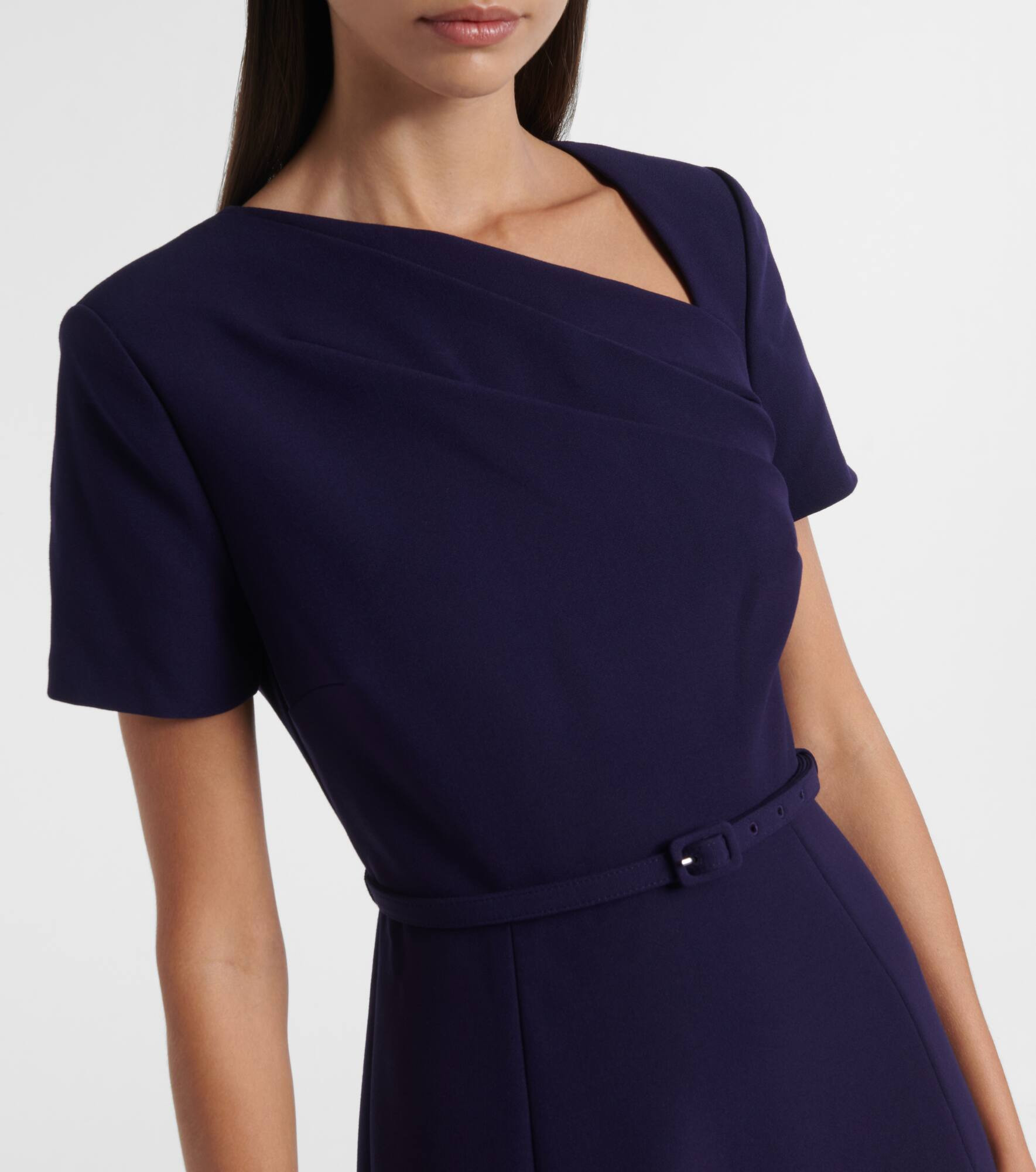 Asymmetric belted crêpe midi dress - 4