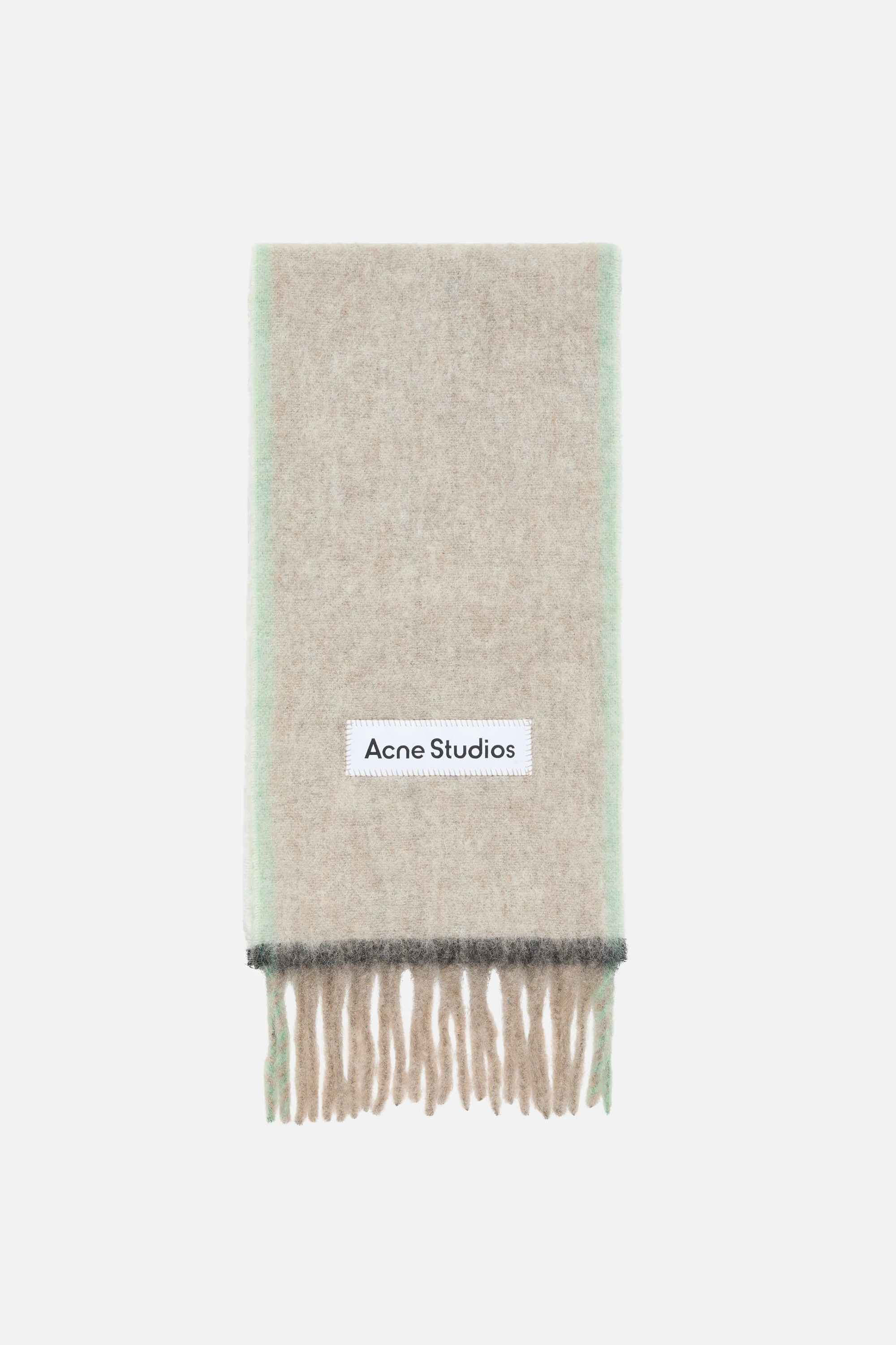 Wool mohair scarf - Narrow - Beige/grey - 1