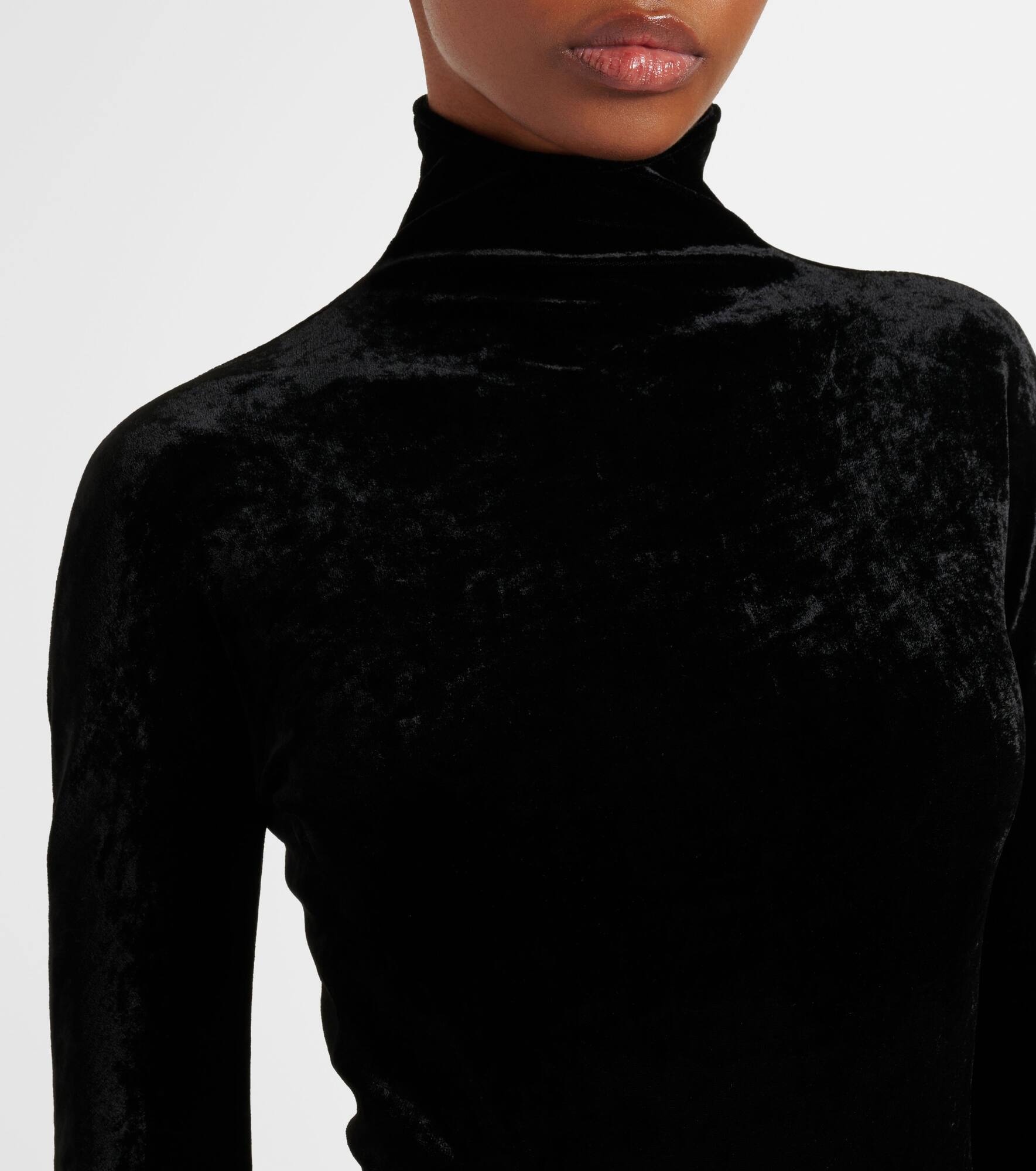 Ruched velvet midi dress - 4