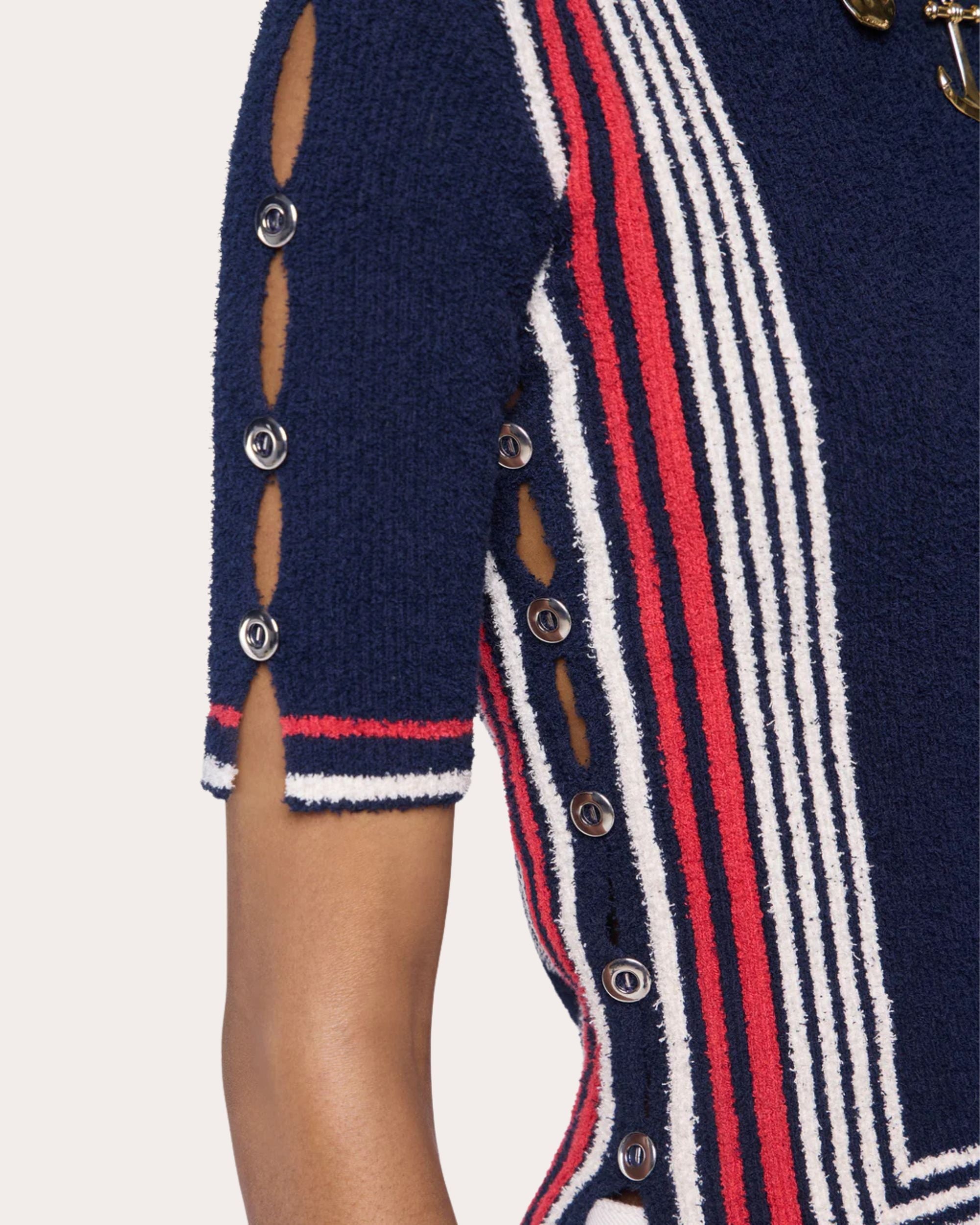 Stripe Terry Short-Sleeve Sweater - 3