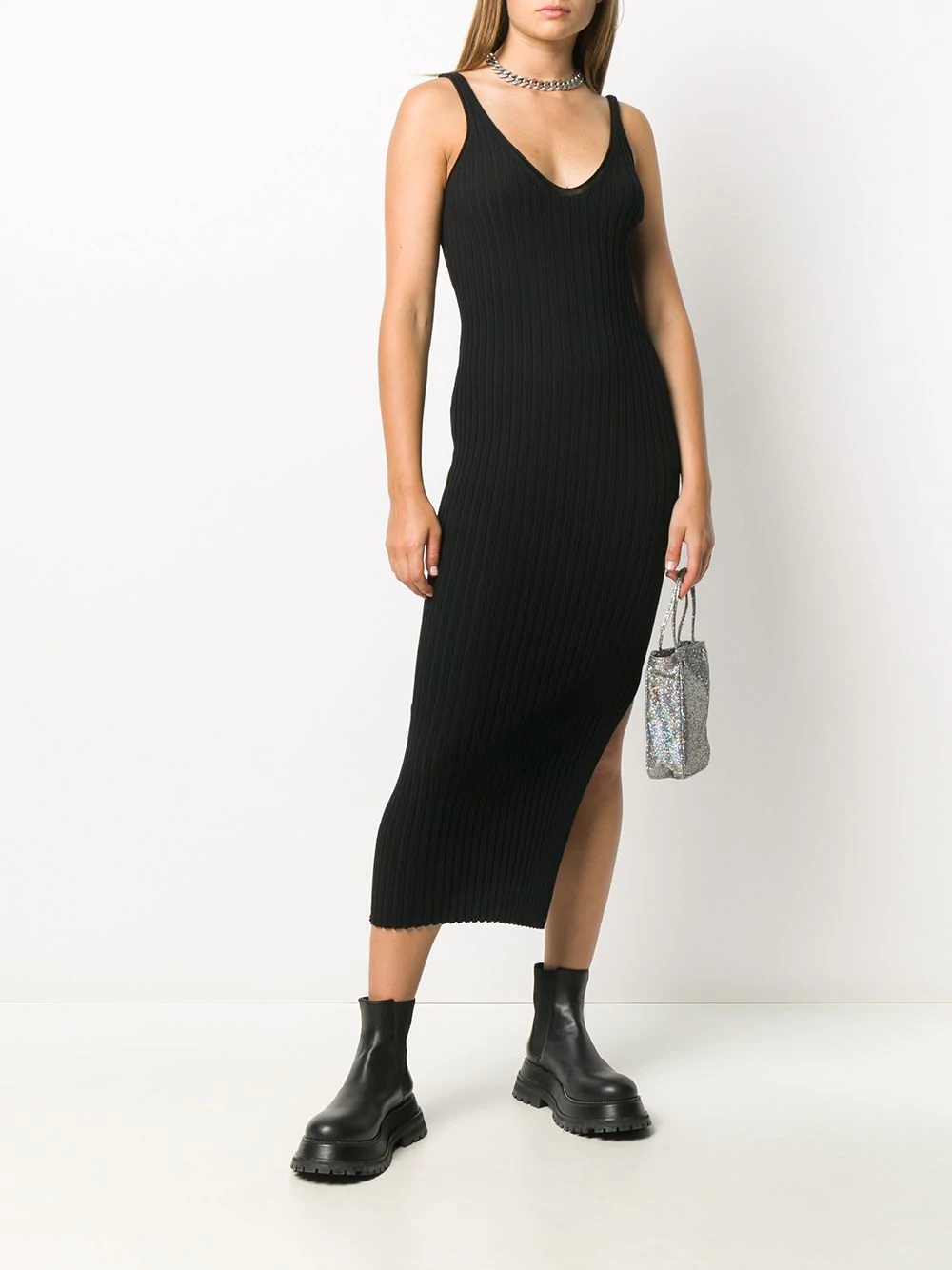 fitted ribbed dress - 2