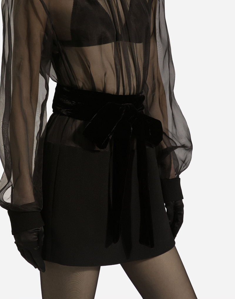 Short wool crepe and organza dress 5