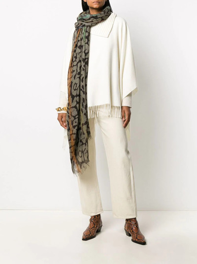 Faliero Sarti animal-print raw-edge scarf outlook