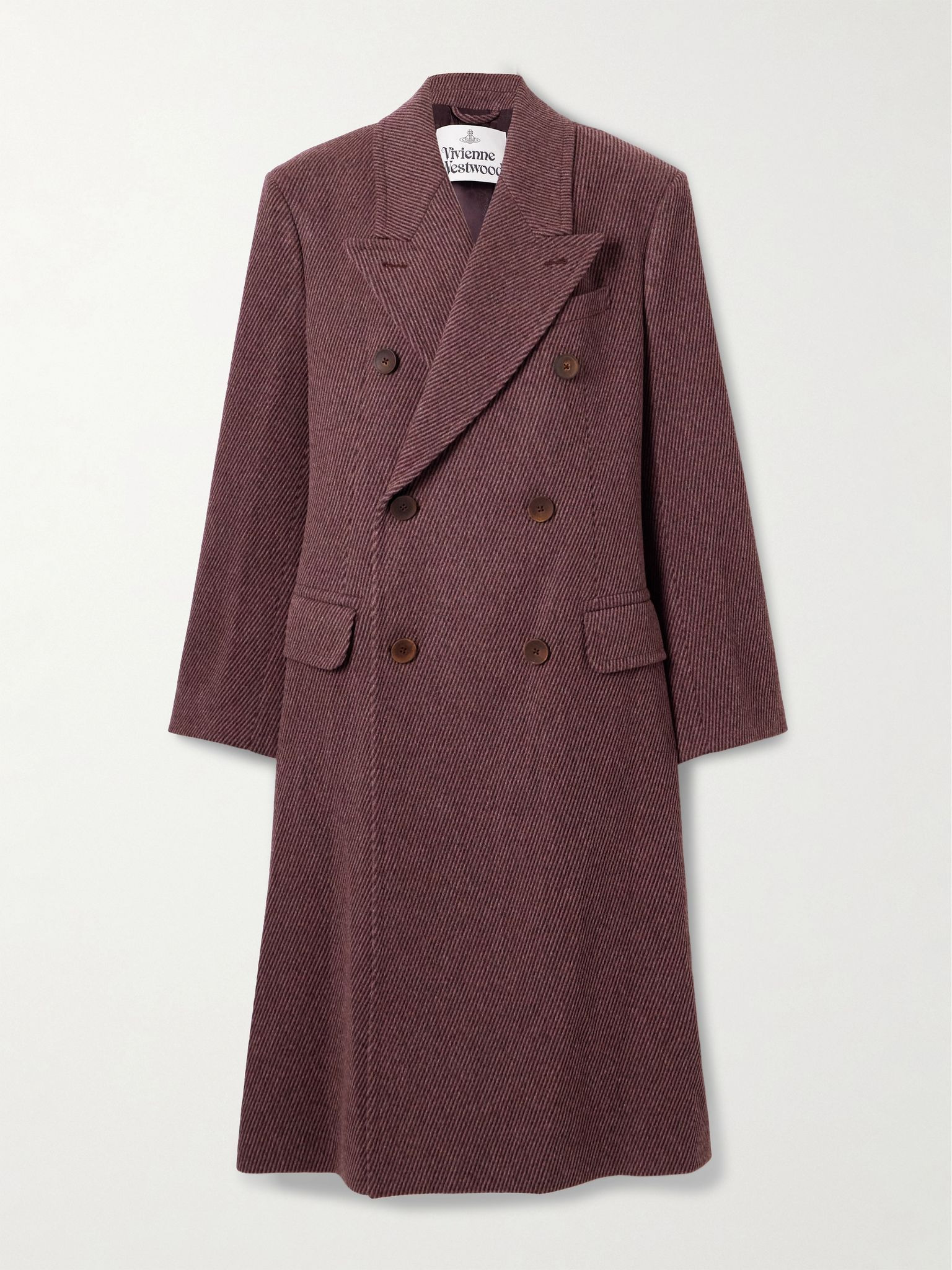 Winston double-breasted wool-twill coat Brown - 1