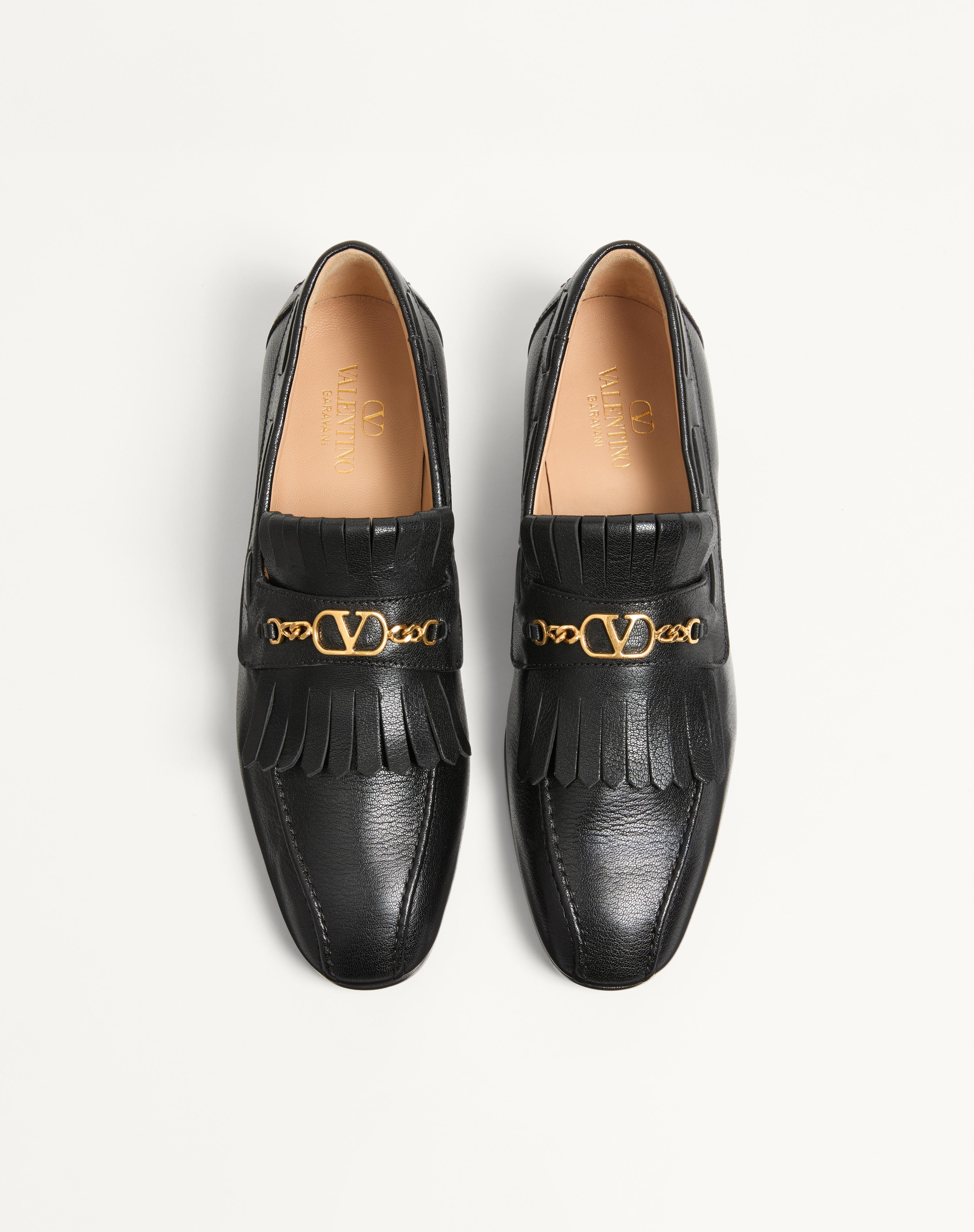 VLOGO SIGNATURE KIDSKIN LOAFER WITH FRINGES - 4
