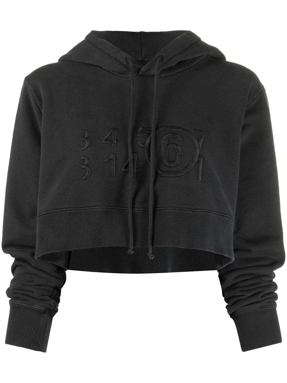 raised-logo cropped hoodie - 1