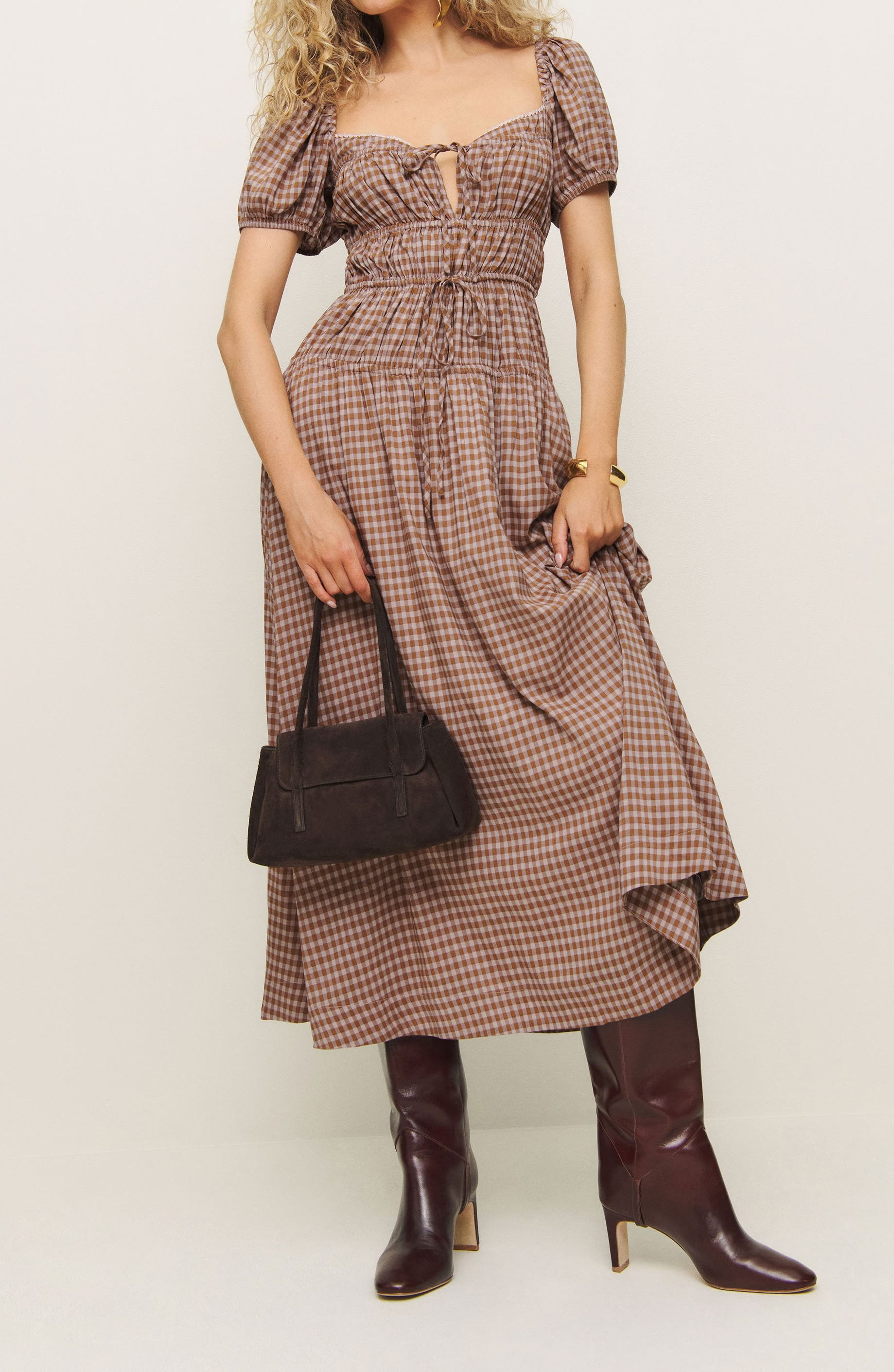 Reformation Rhett Cotton Blend Gingham in Audrie Check at Nordstrom - 9