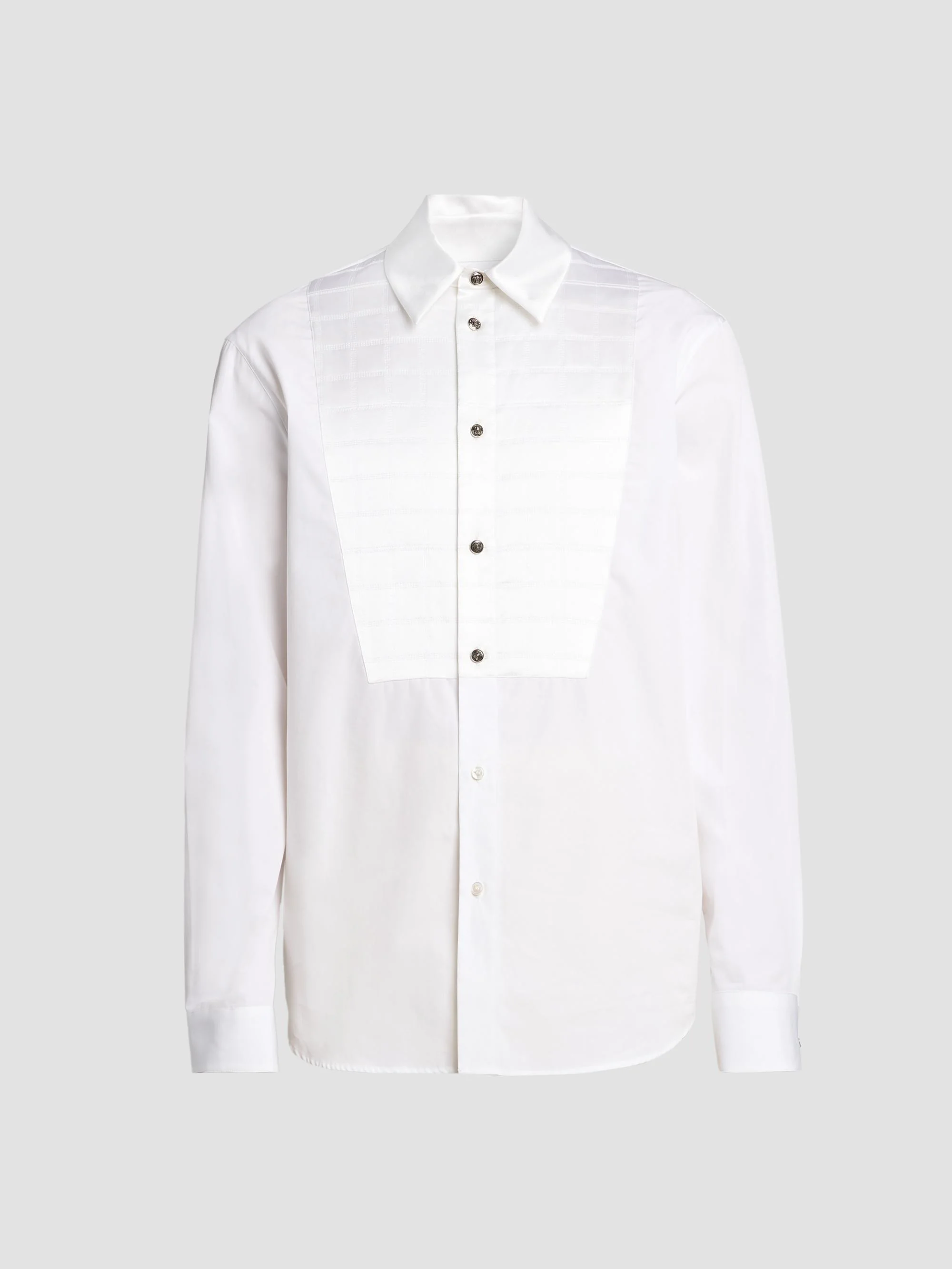 Men's Textured-Bib Cotton Shirt - Optical White - 1