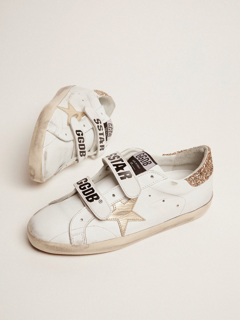 Golden Goose Old School sneakers with gold laminated leather star outlook