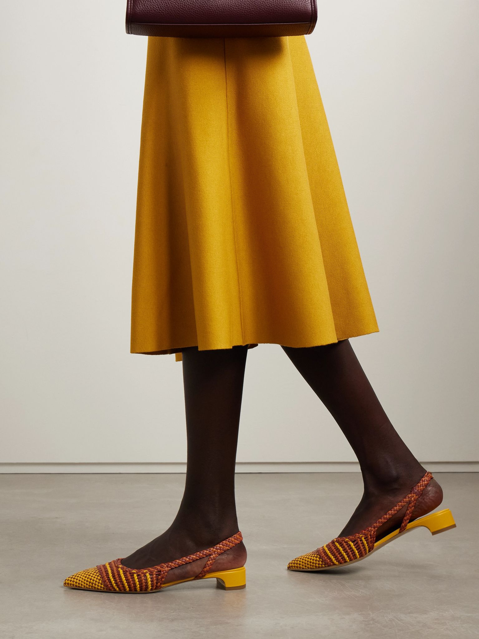 Perro woven leather slingback pumps Orange - 2
