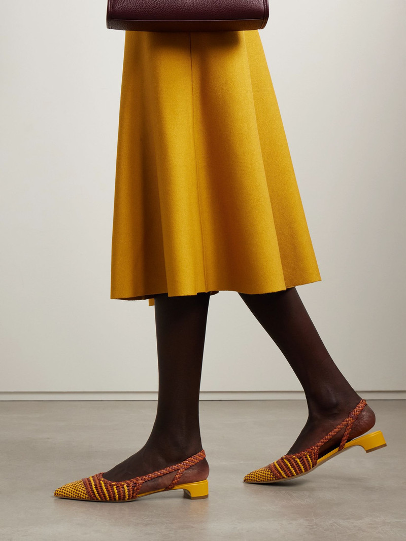 GABRIELA HEARST Perro woven leather slingback pumps Orange outlook