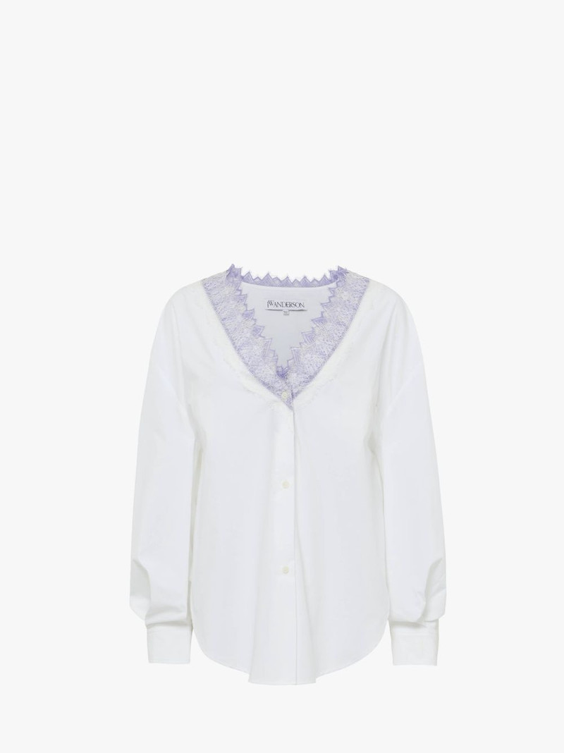 V-NECK LACE TRIM SHIRT 1