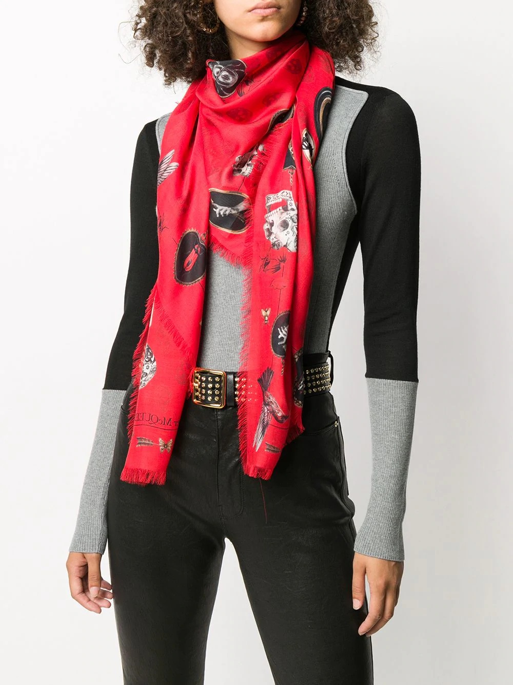 queen of hearts skull print scarf - 2