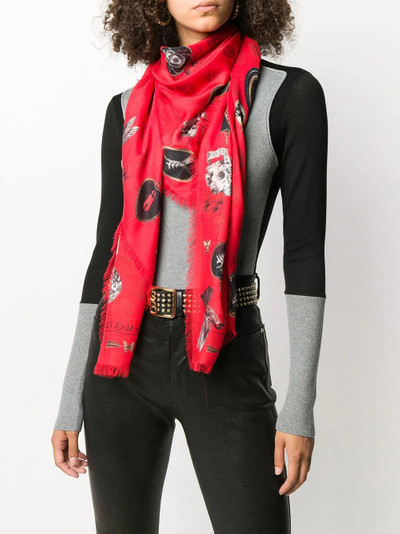 Alexander McQueen queen of hearts skull print scarf outlook