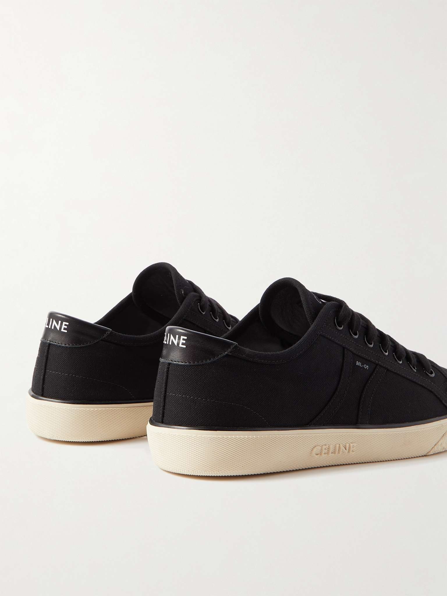 Logo-Print Leather-Trimmed Canvas Sneakers - 5