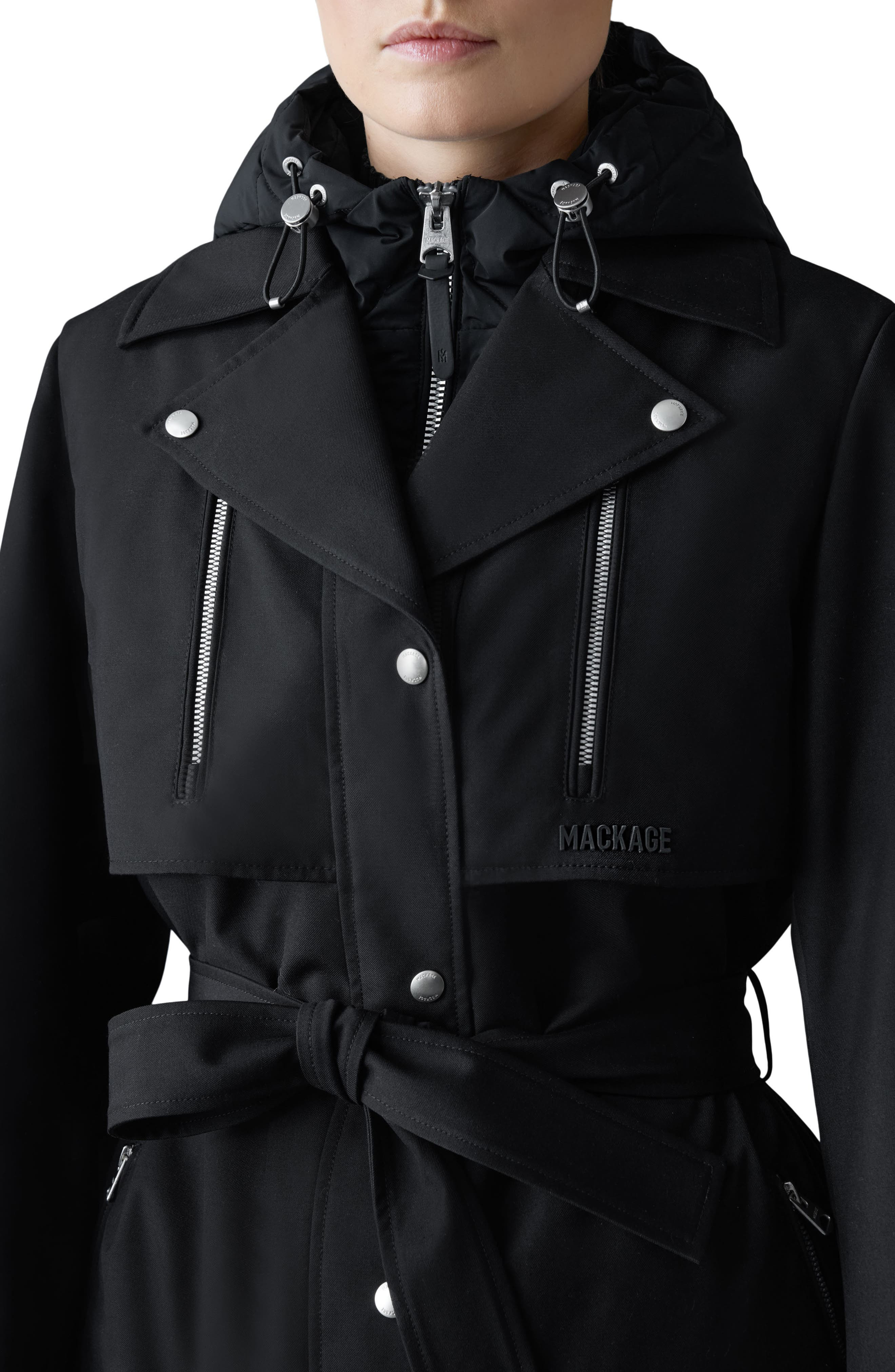 Mackage Siobhan Down Trench Coat with Removable Bib in Black at Nordstrom - 4