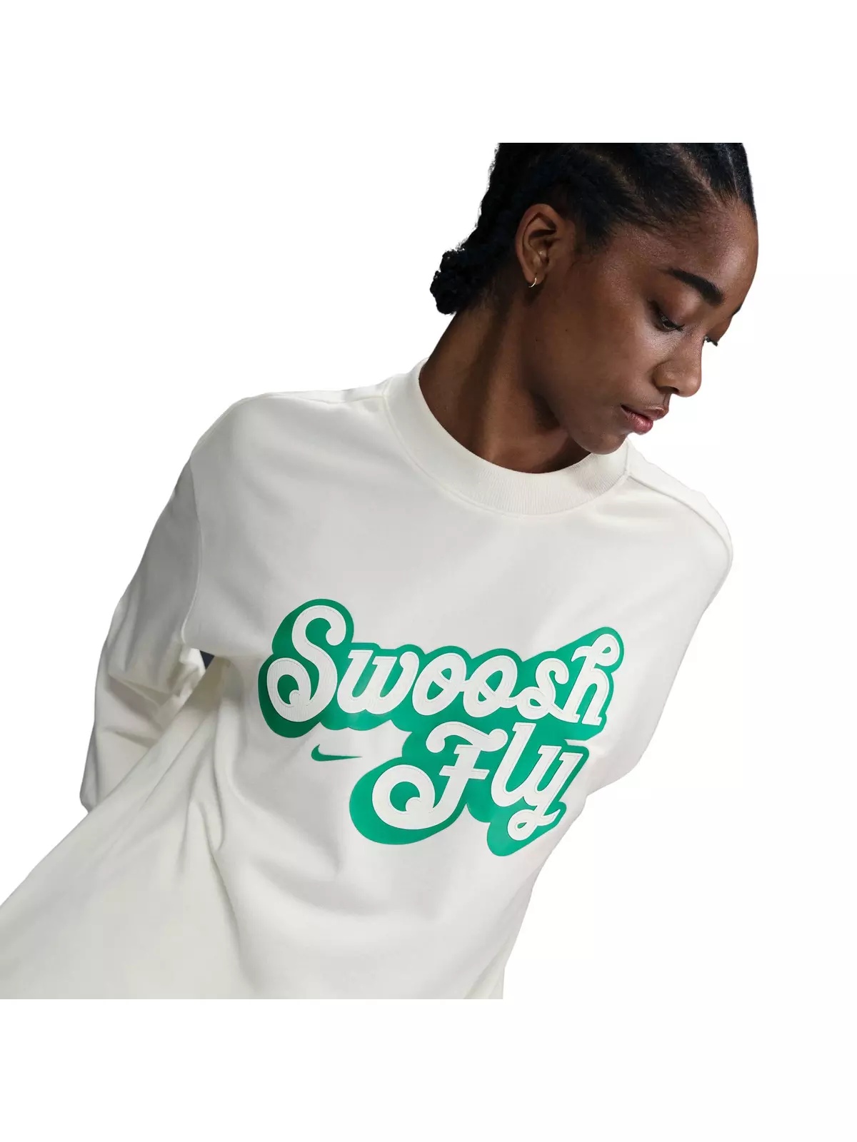 Women's Swoosh Fly SSNL Dri-FIT Oversized French Terry Basketball Sweatshirt -Sail/Green - 3