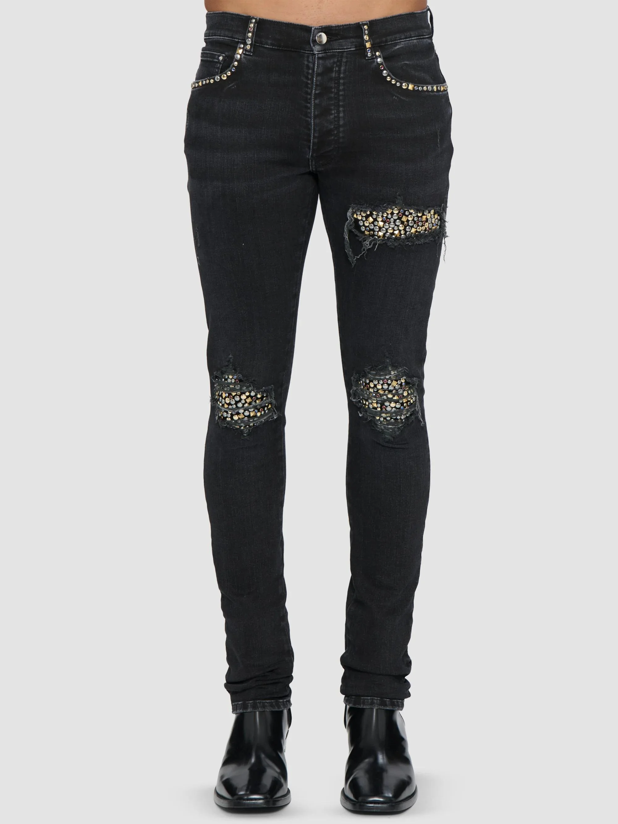 Men's Studs Mx1 Skinny Jeans - Vintage Black - 1