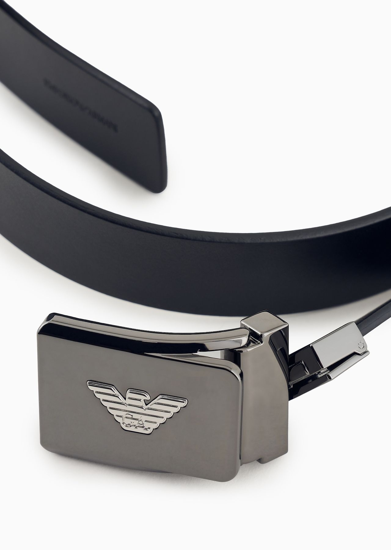 Leather belt with metal logo buckle - 2